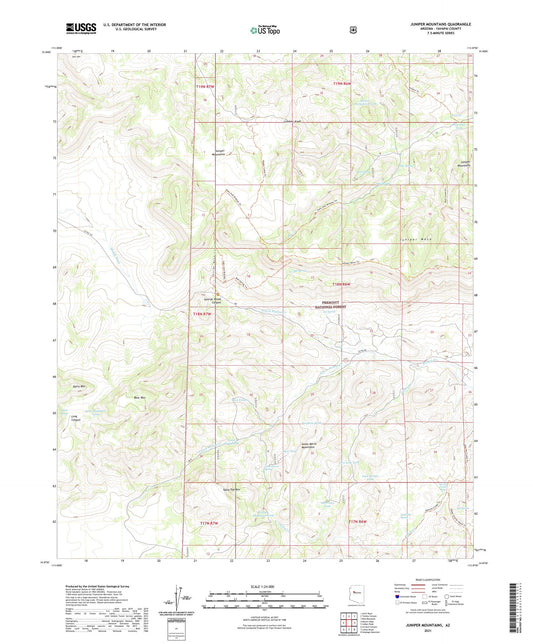 Juniper Mountains Arizona US Topo Map Image