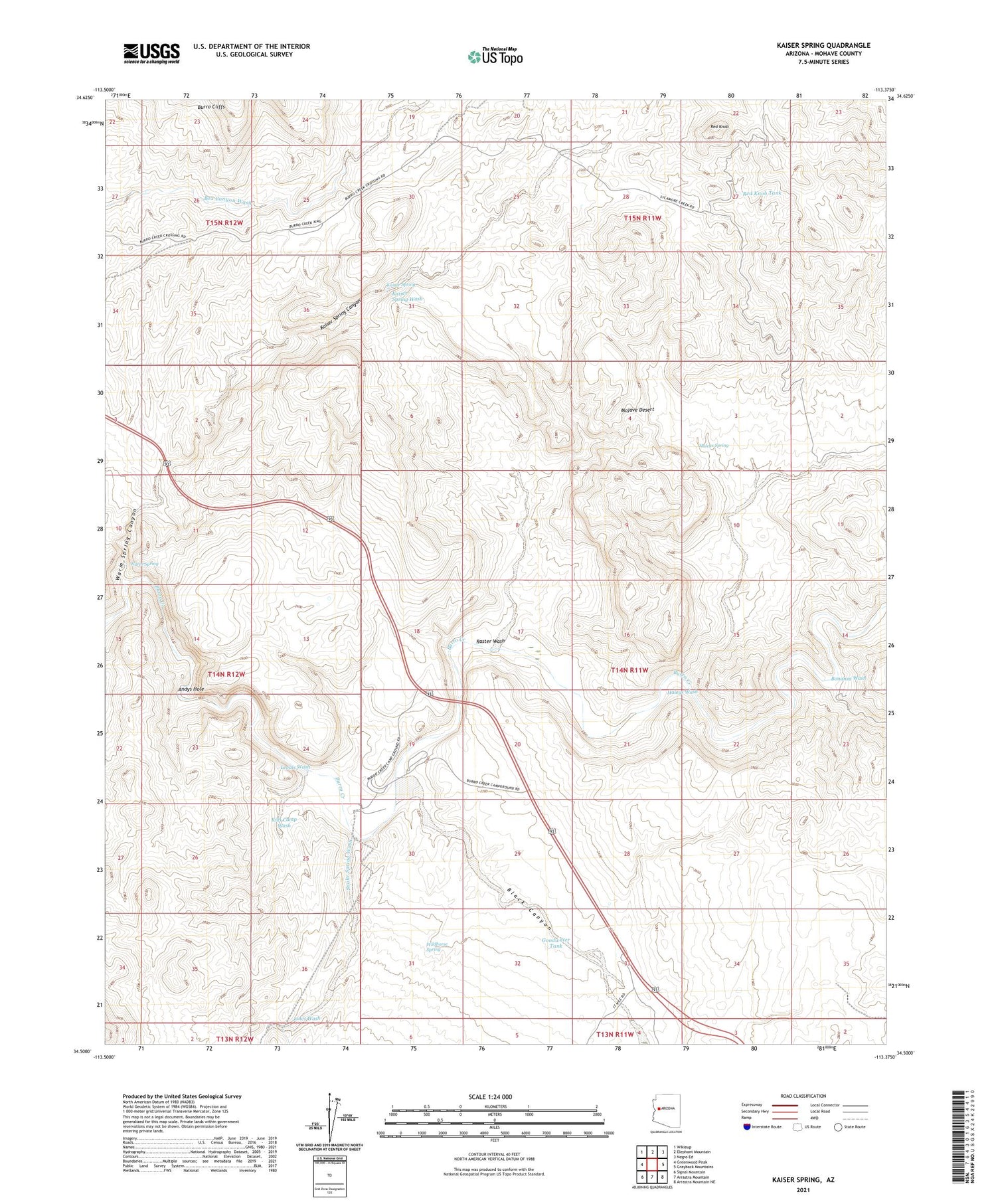 Kaiser Spring Arizona US Topo Map Image