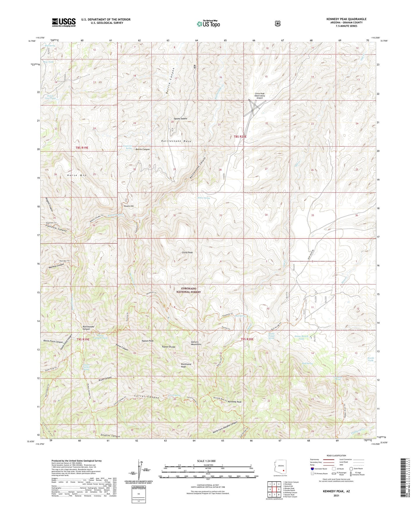 Kennedy Peak Arizona US Topo Map Image