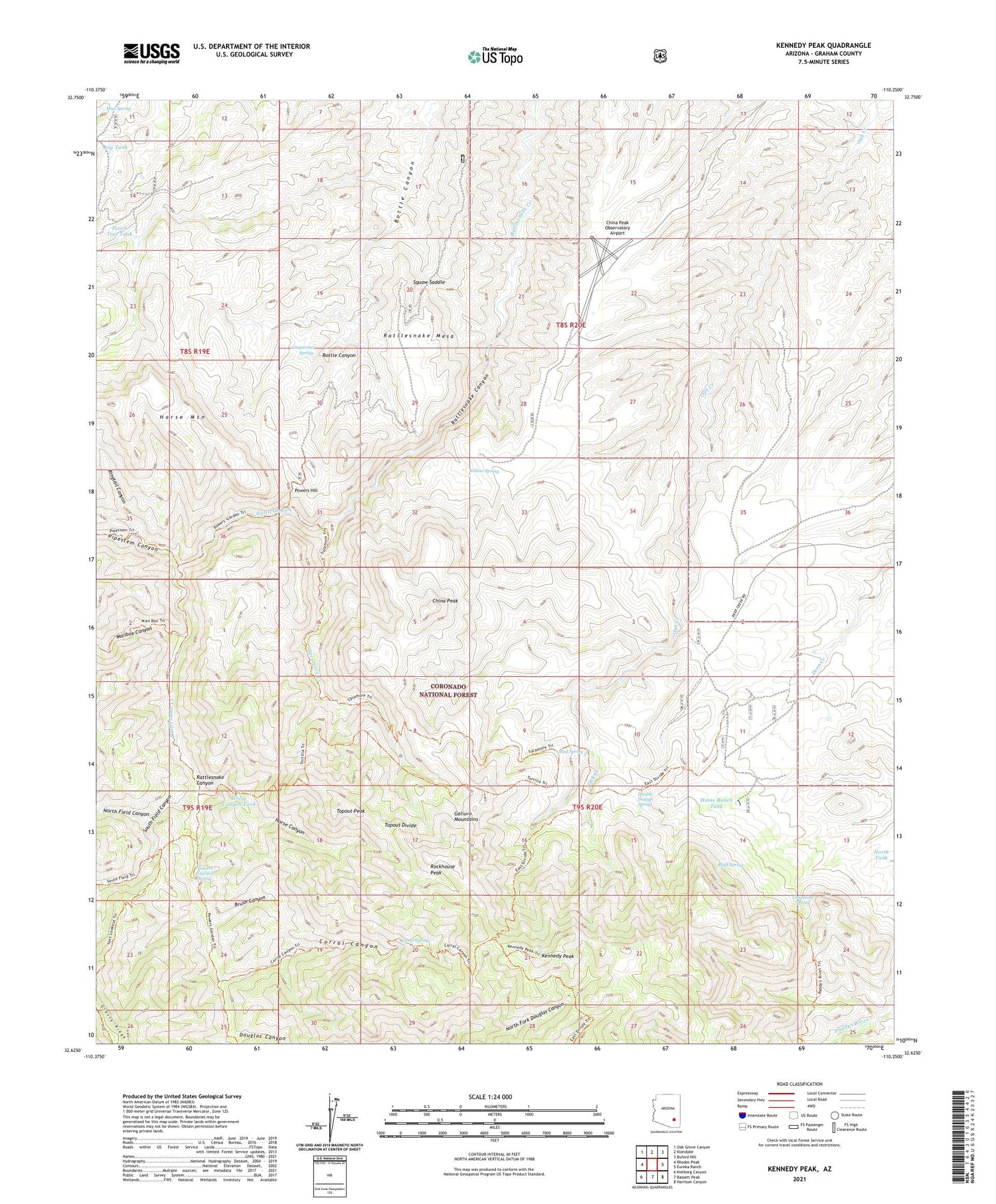 Kennedy Peak Arizona US Topo Map Image
