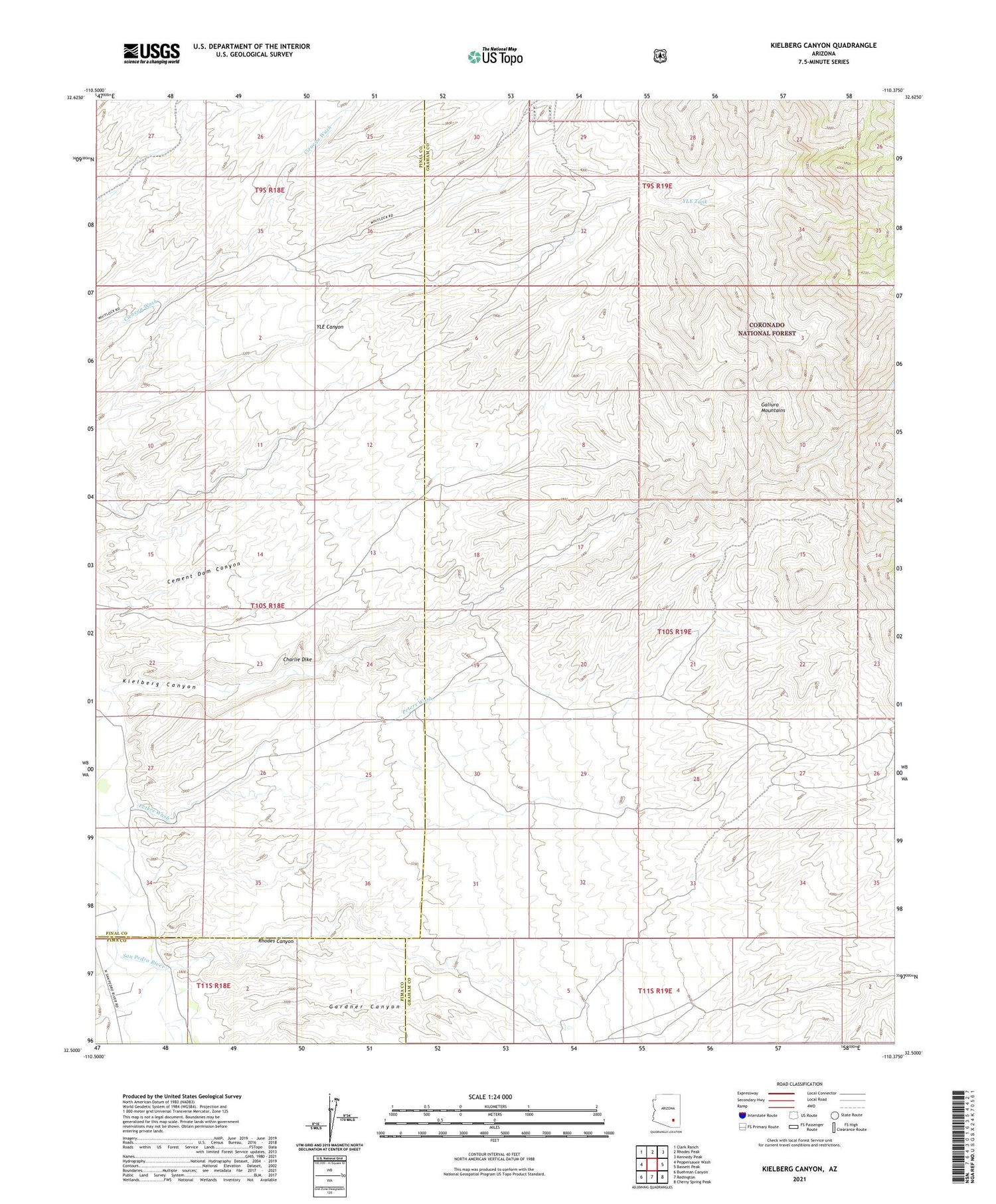 Kielberg Canyon Arizona US Topo Map Image