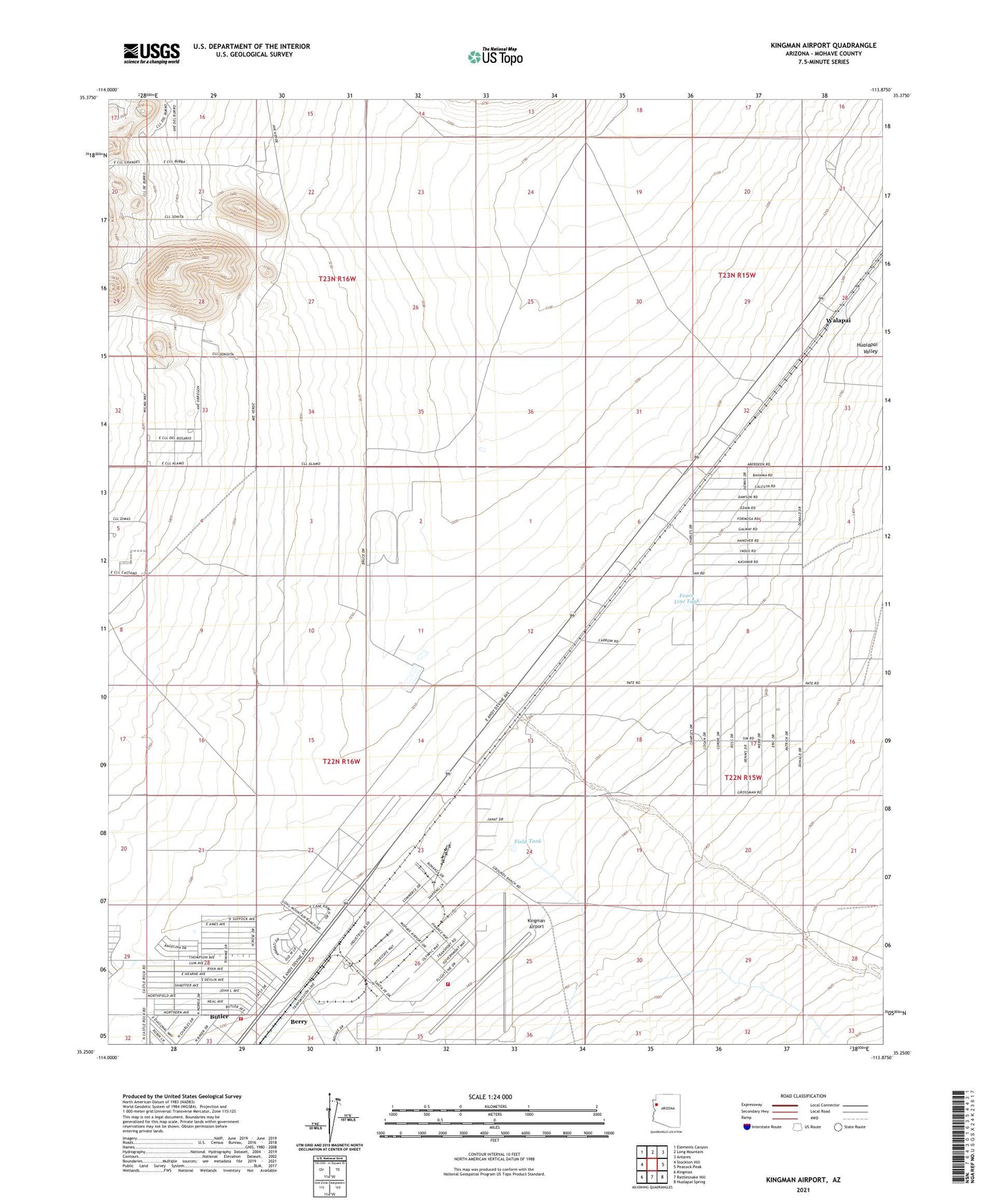 Kingman Airport Arizona US Topo Map Image