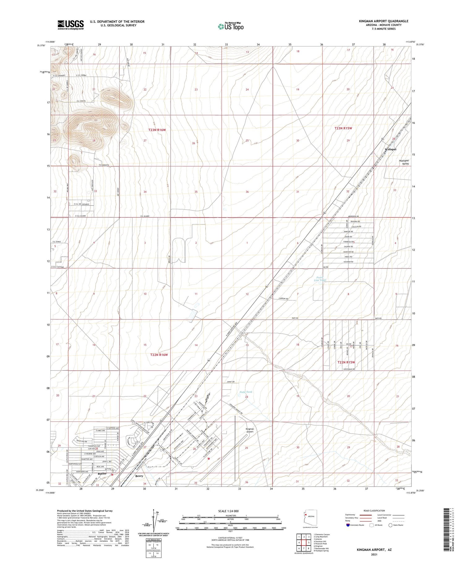 Kingman Airport Arizona US Topo Map Image