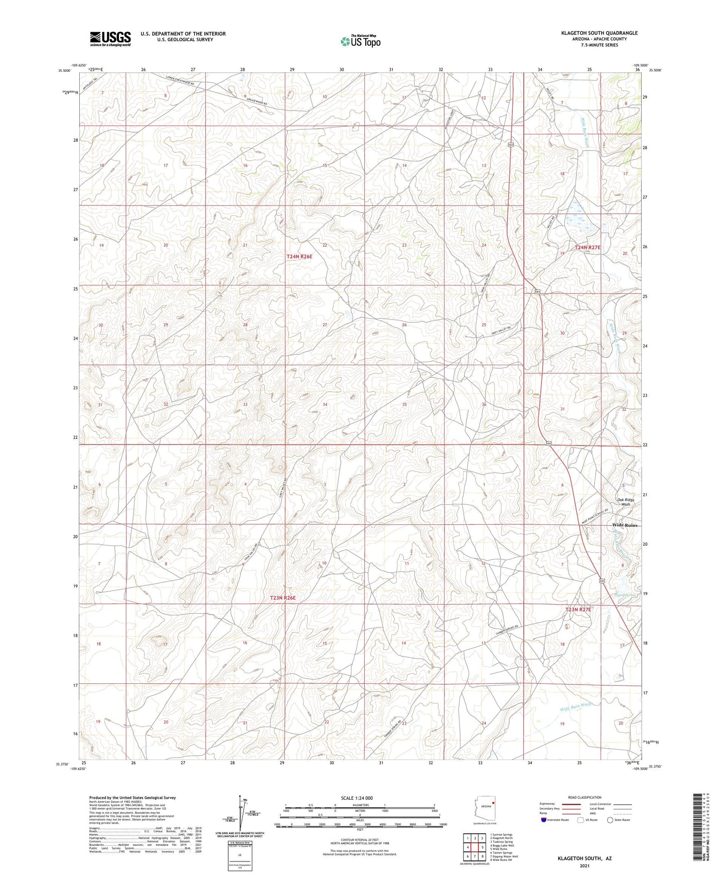 Klagetoh South Arizona US Topo Map Image