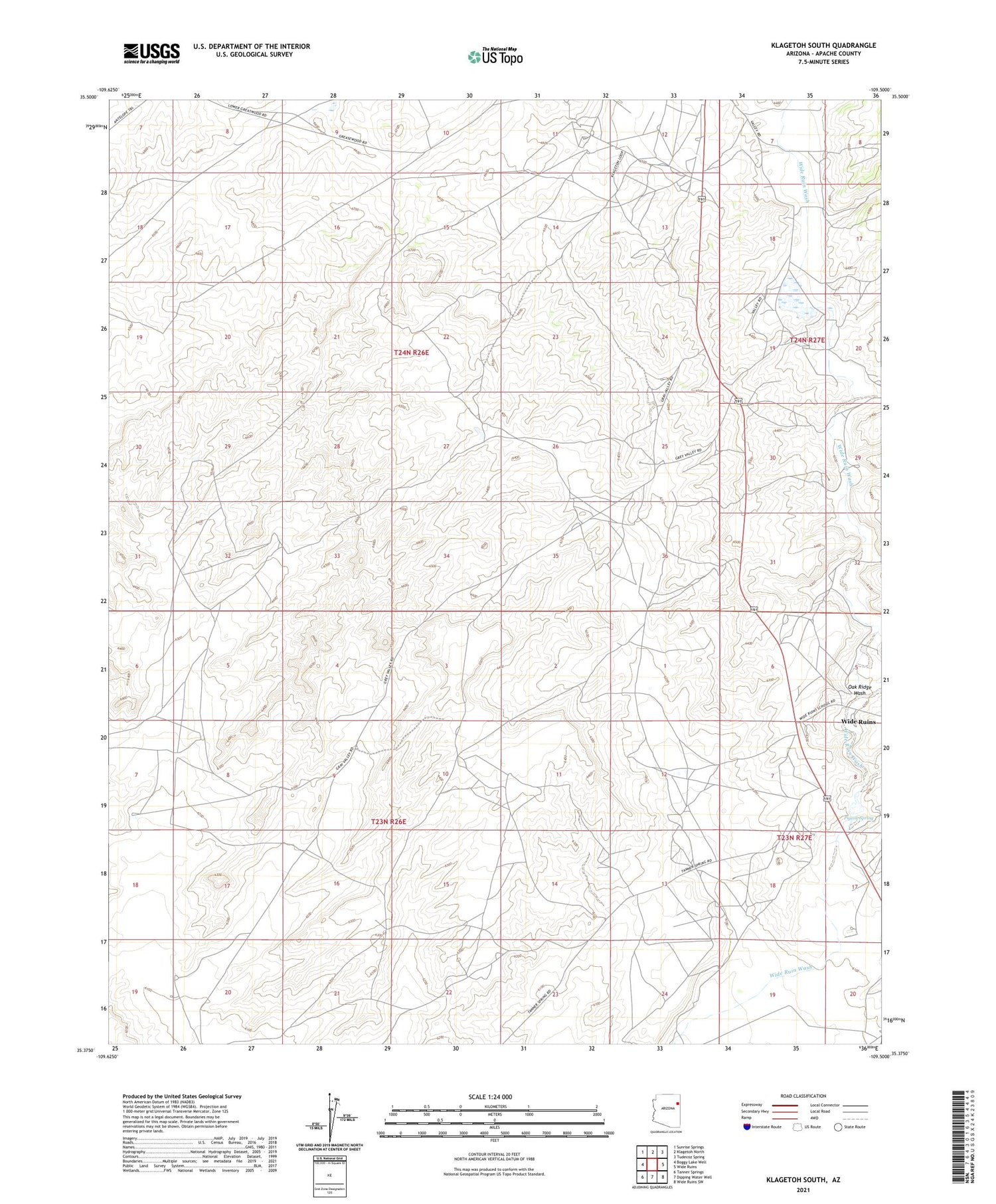 Klagetoh South Arizona US Topo Map Image