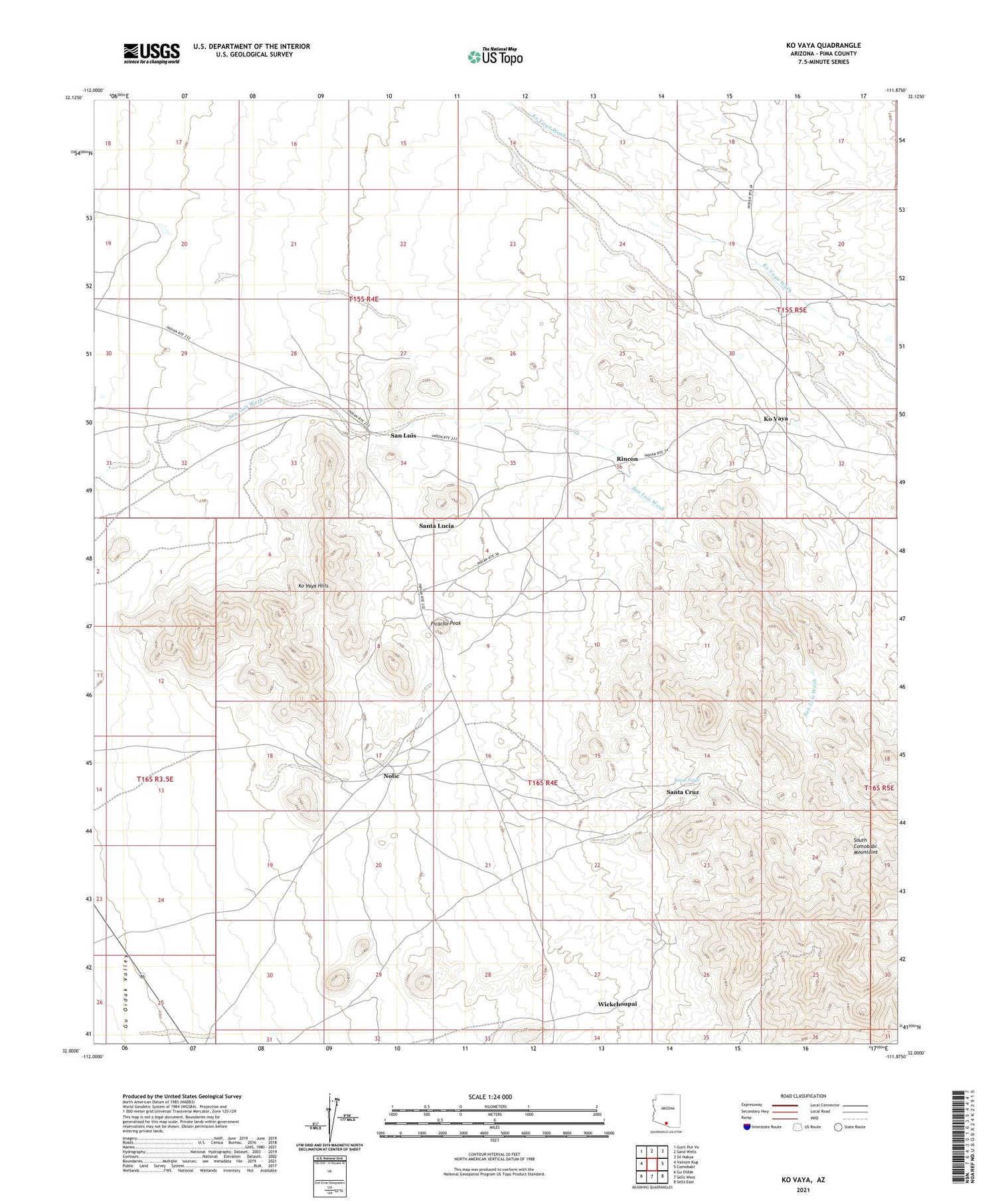 Ko Vaya Arizona US Topo Map Image
