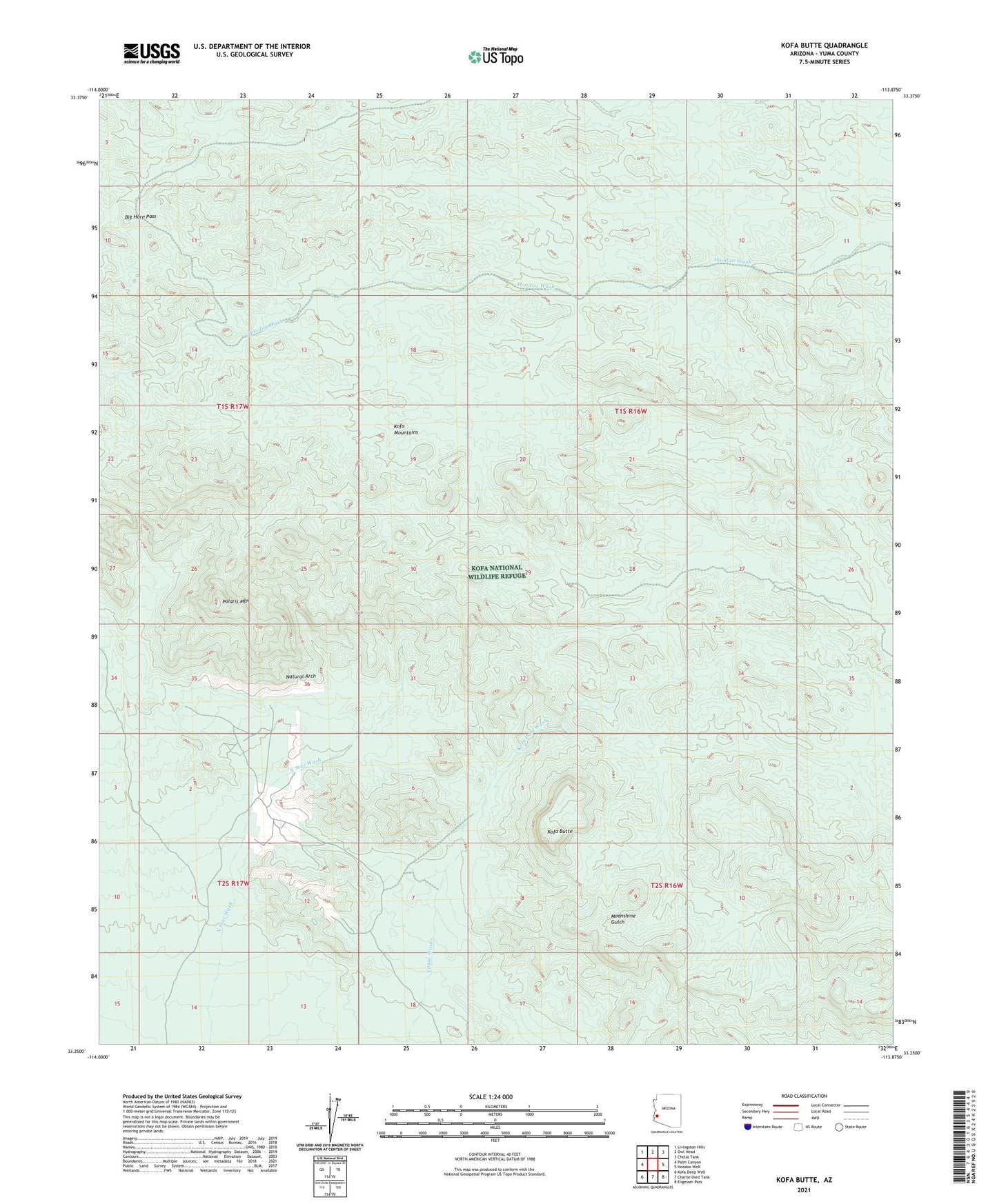 Kofa Butte Arizona US Topo Map Image
