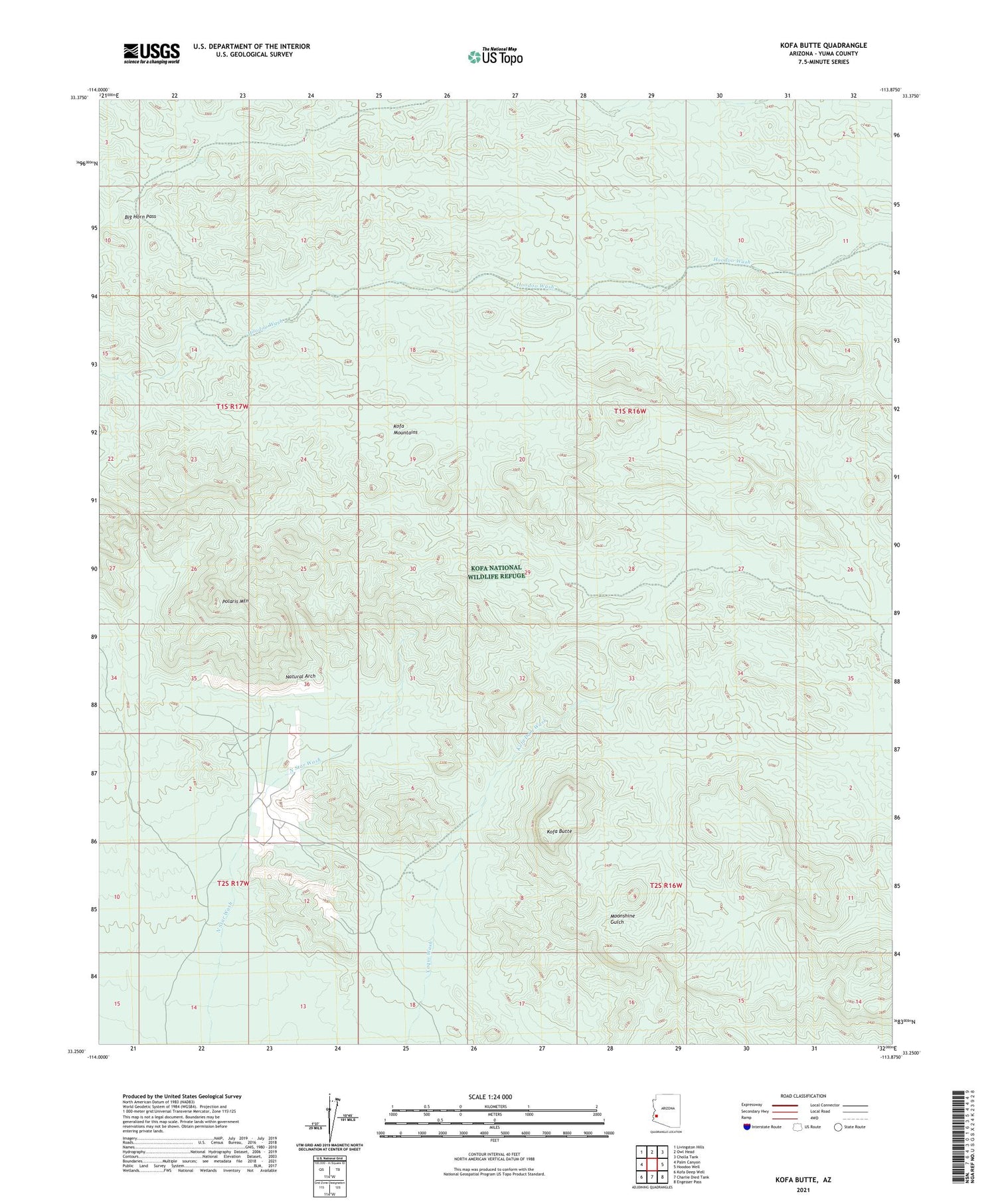 Kofa Butte Arizona US Topo Map Image