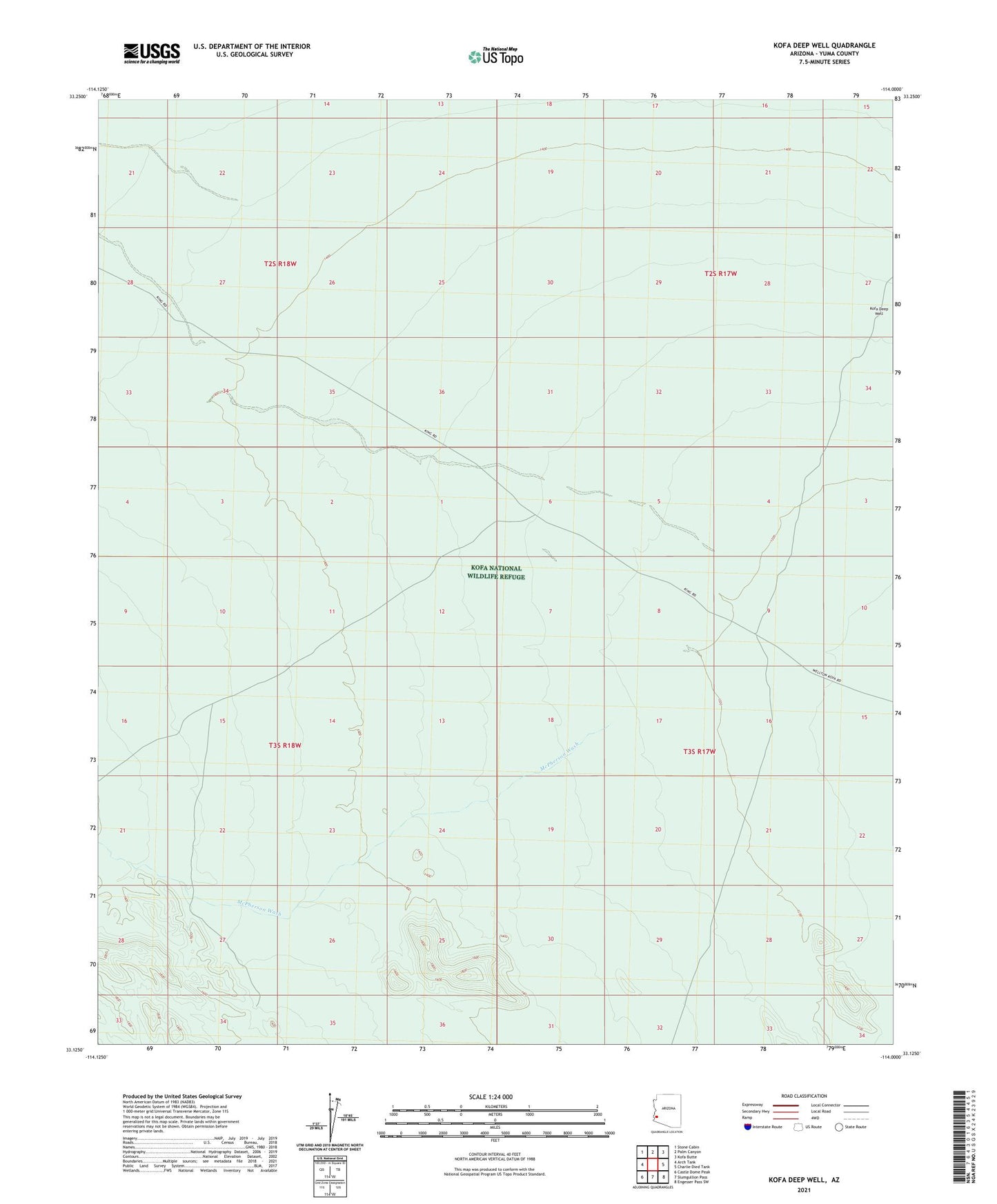 Kofa Deep Well Arizona US Topo Map Image