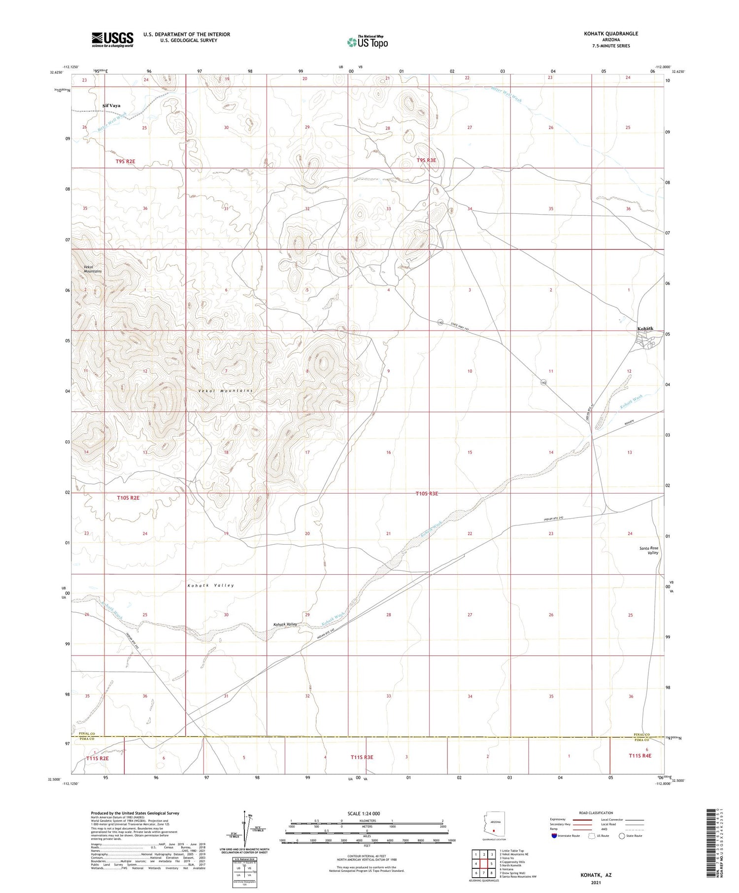 Kohatk Arizona US Topo Map Image