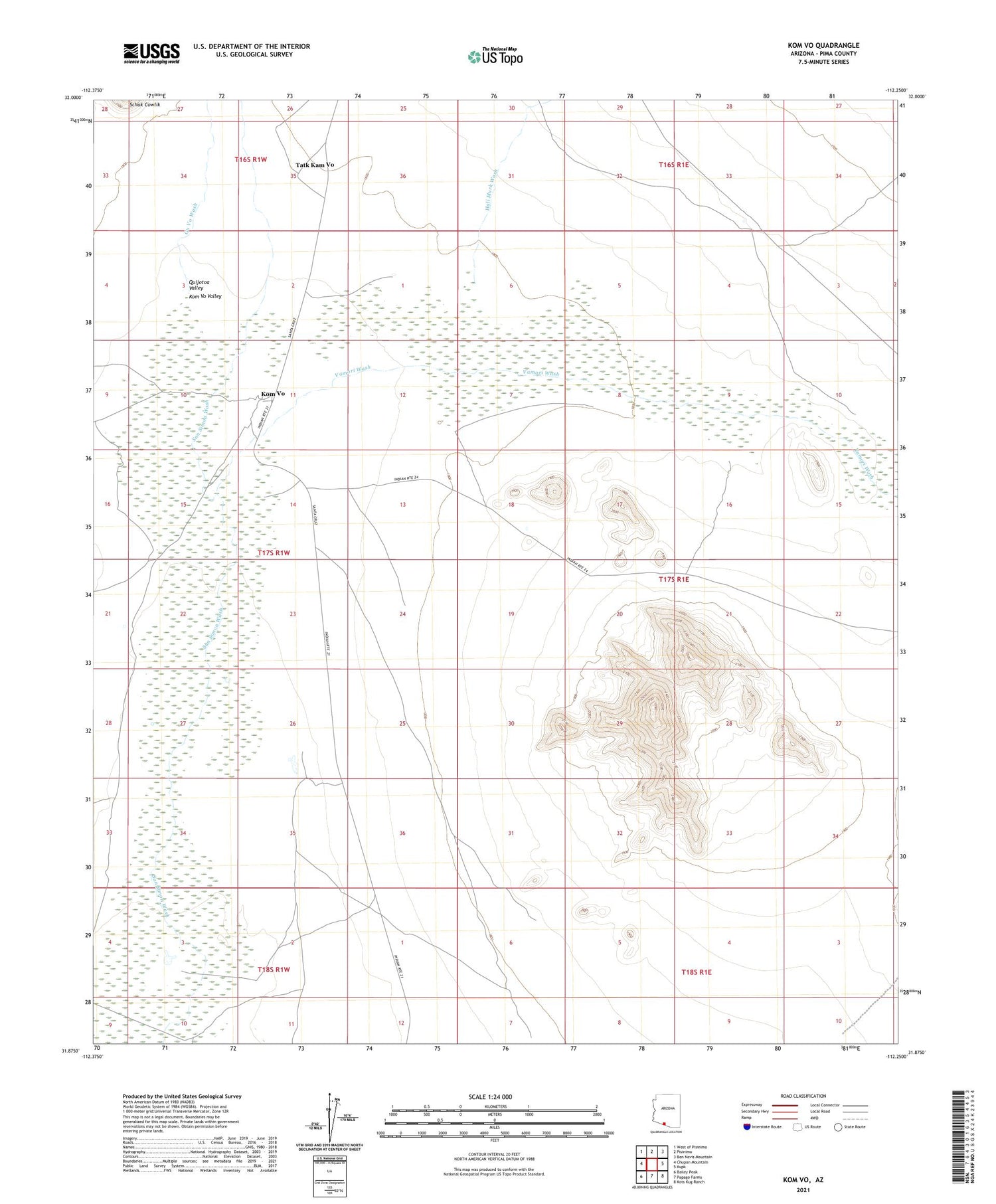 Kom Vo Arizona US Topo Map Image