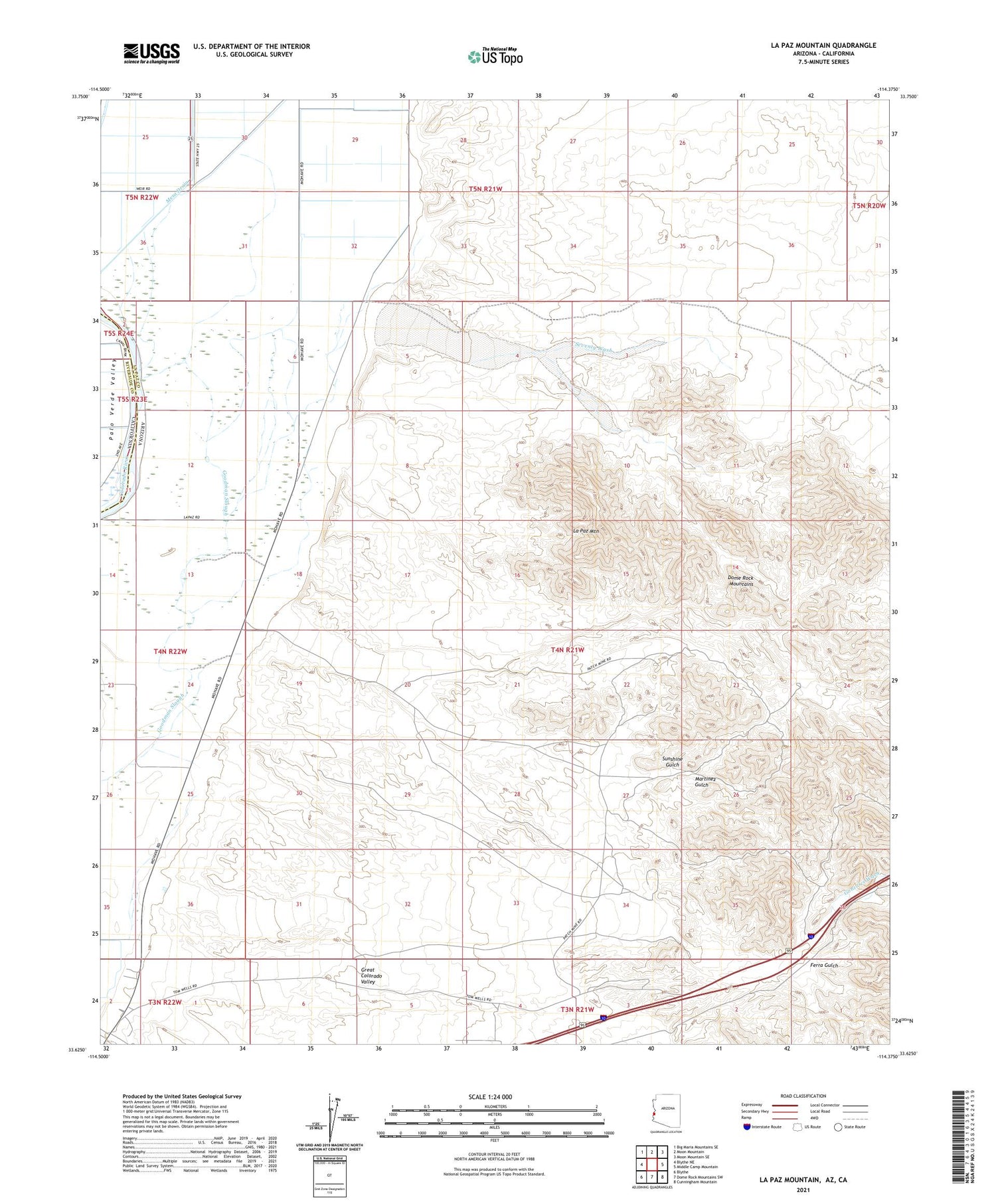 La Paz Mountain Arizona US Topo Map Image