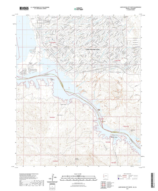 Lake Havasu City South Arizona US Topo Map Image