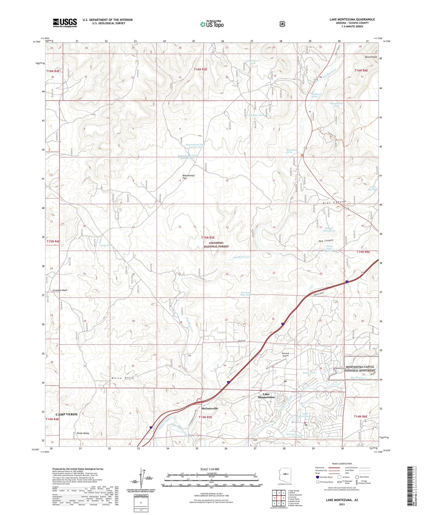Lake Montezuma Arizona US Topo Map Image