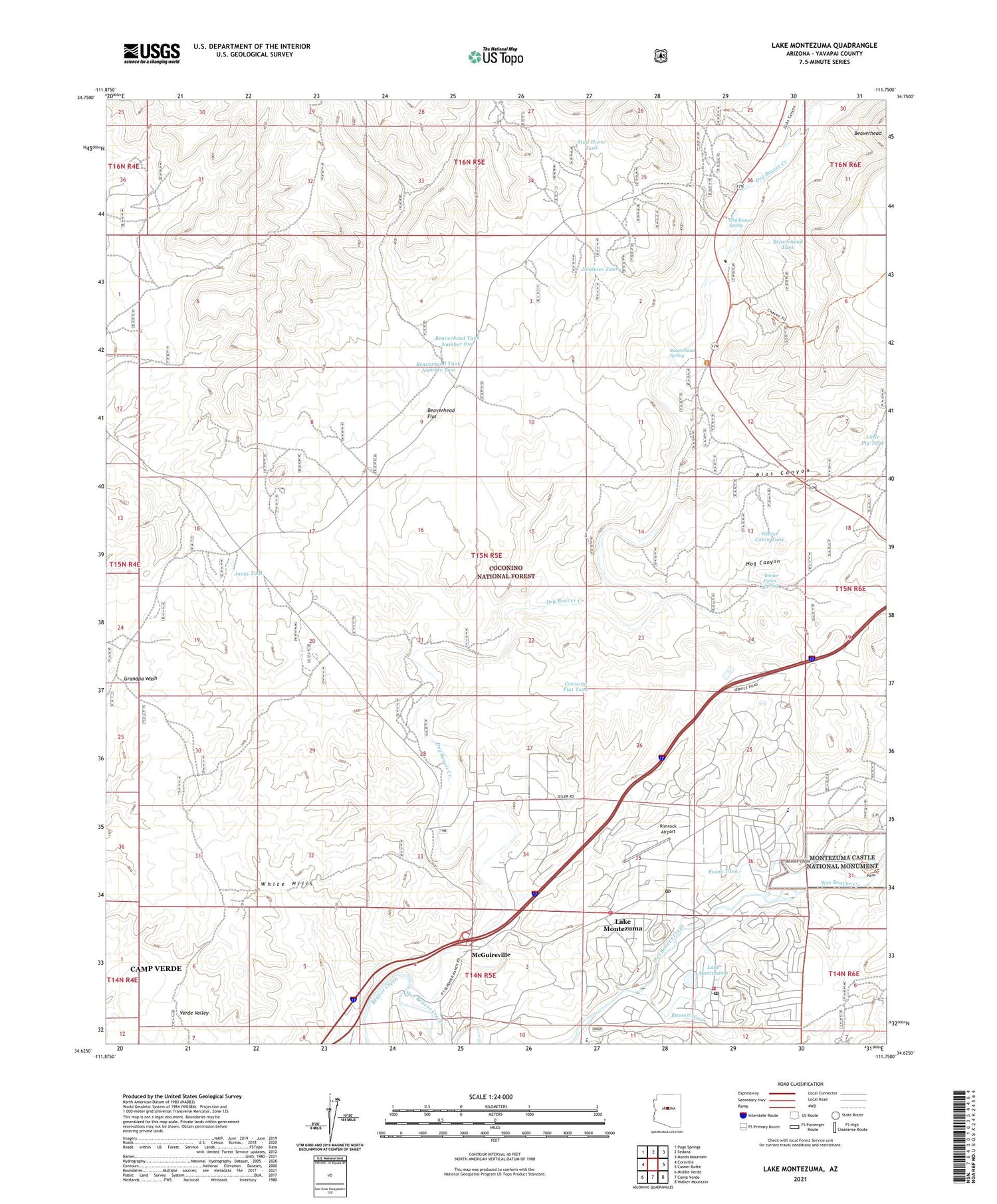 Lake Montezuma Arizona US Topo Map Image