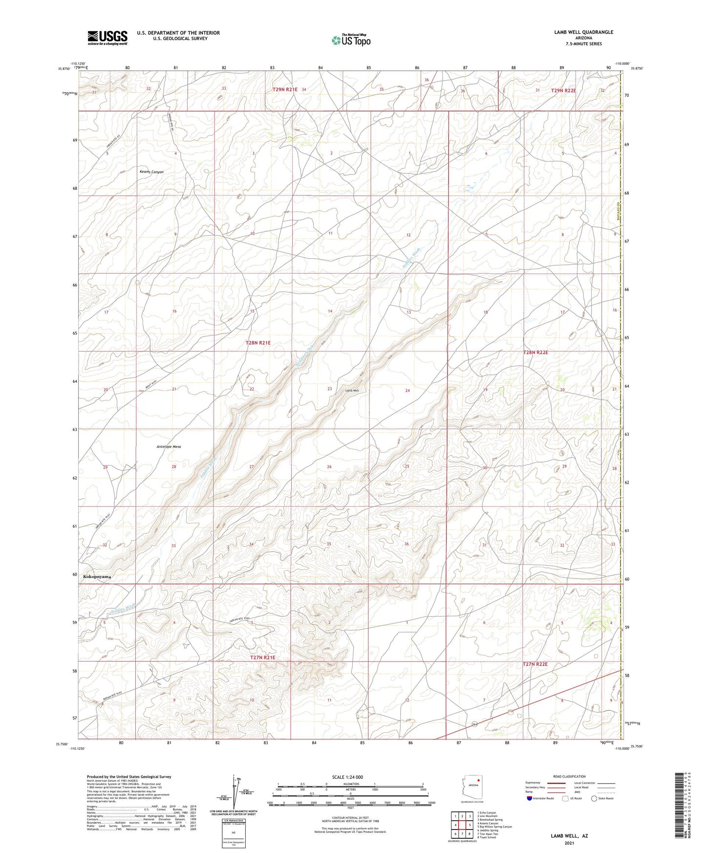 Lamb Well Arizona US Topo Map Image