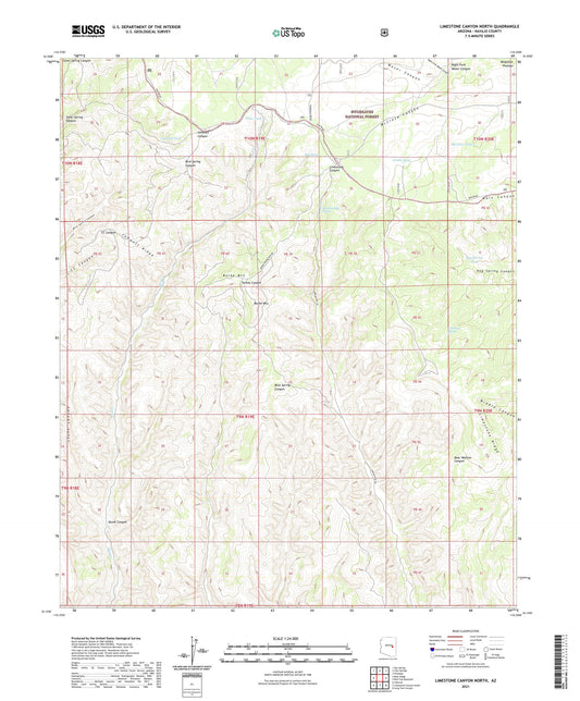 Limestone Canyon North Arizona US Topo Map Image