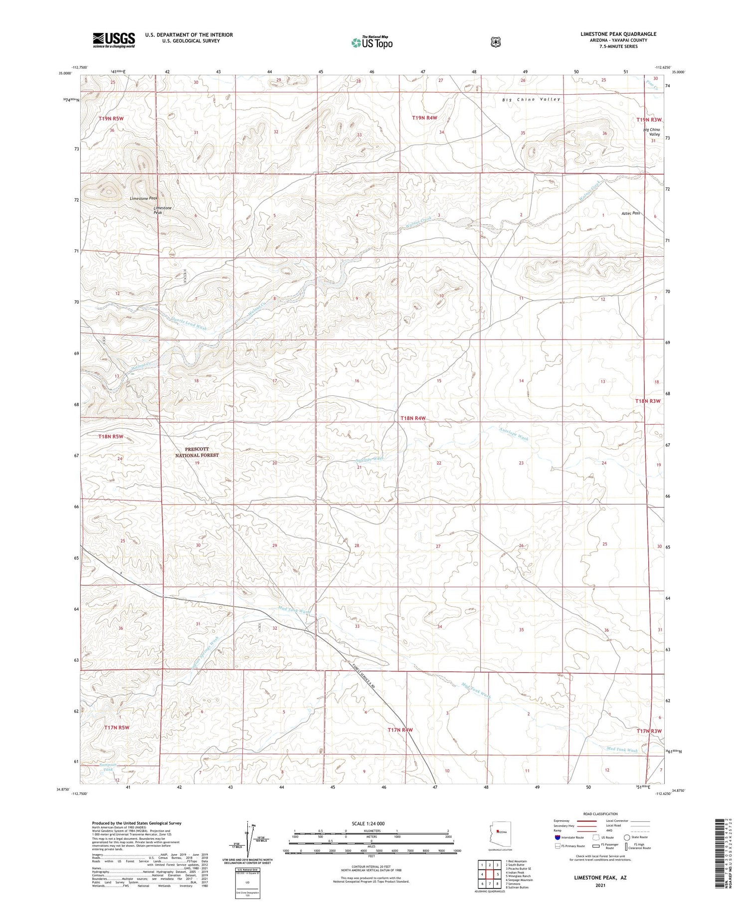 Limestone Peak Arizona US Topo Map Image