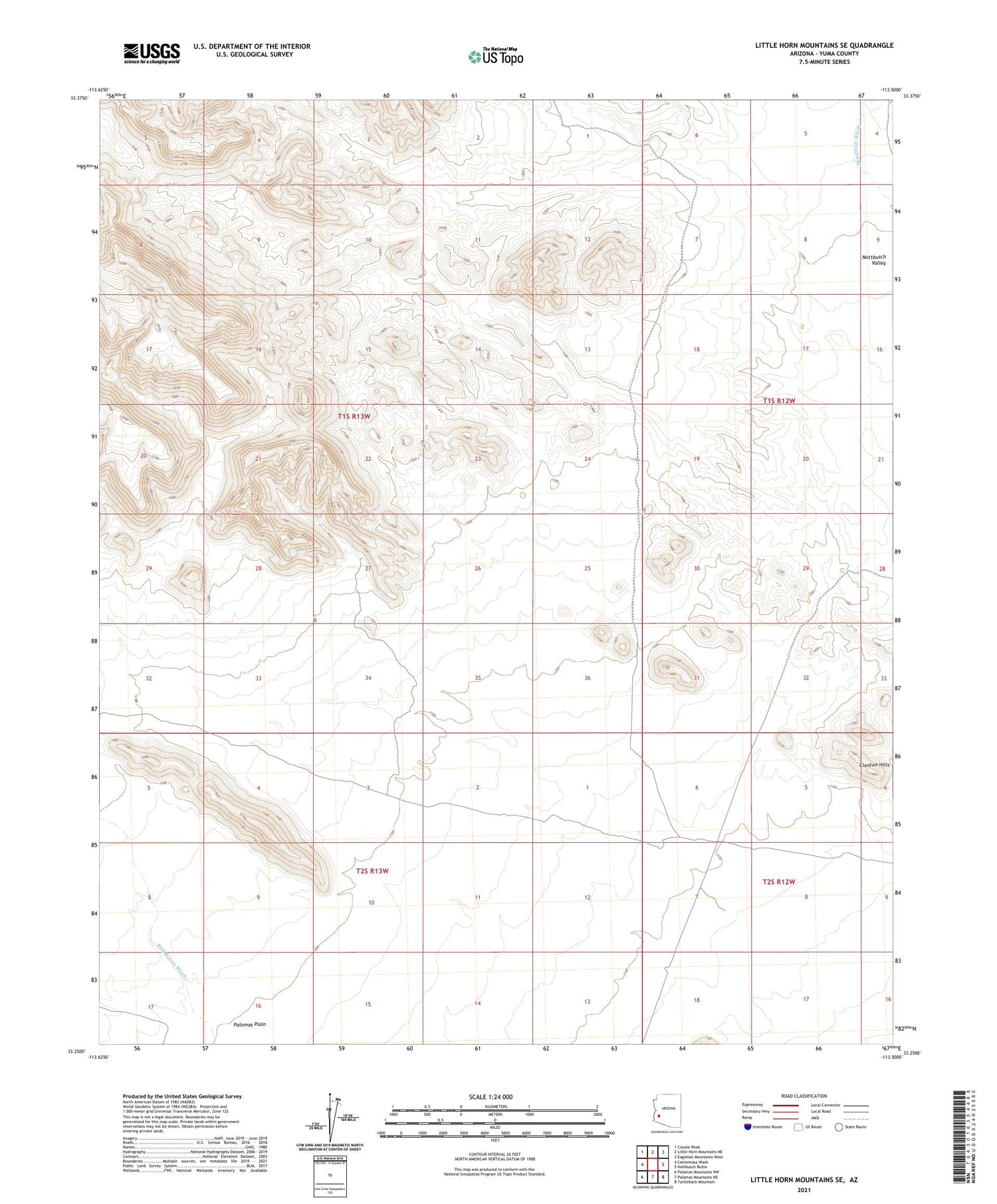 Little Horn Mountains SE Arizona US Topo Map Image