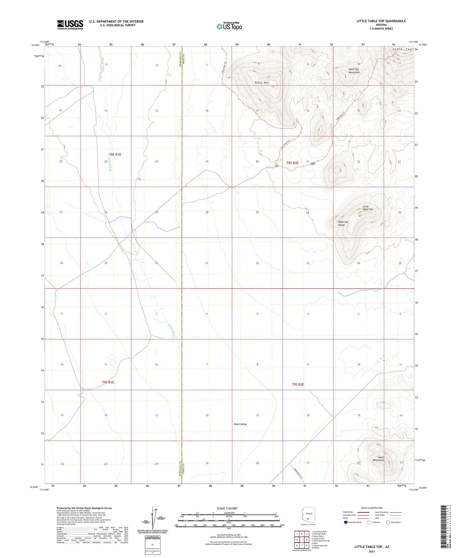 Little Table Top Arizona US Topo Map Image