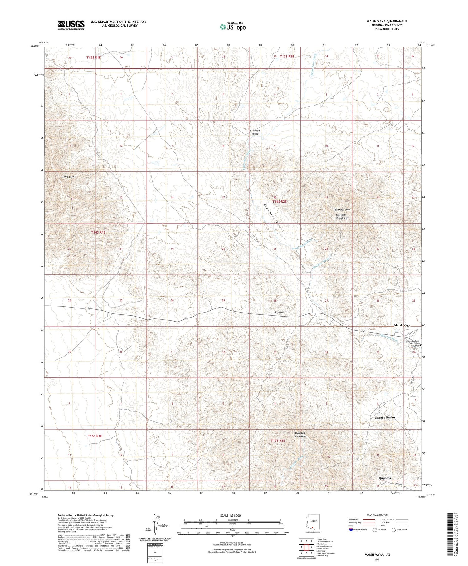 Maish Vaya Arizona US Topo Map Image