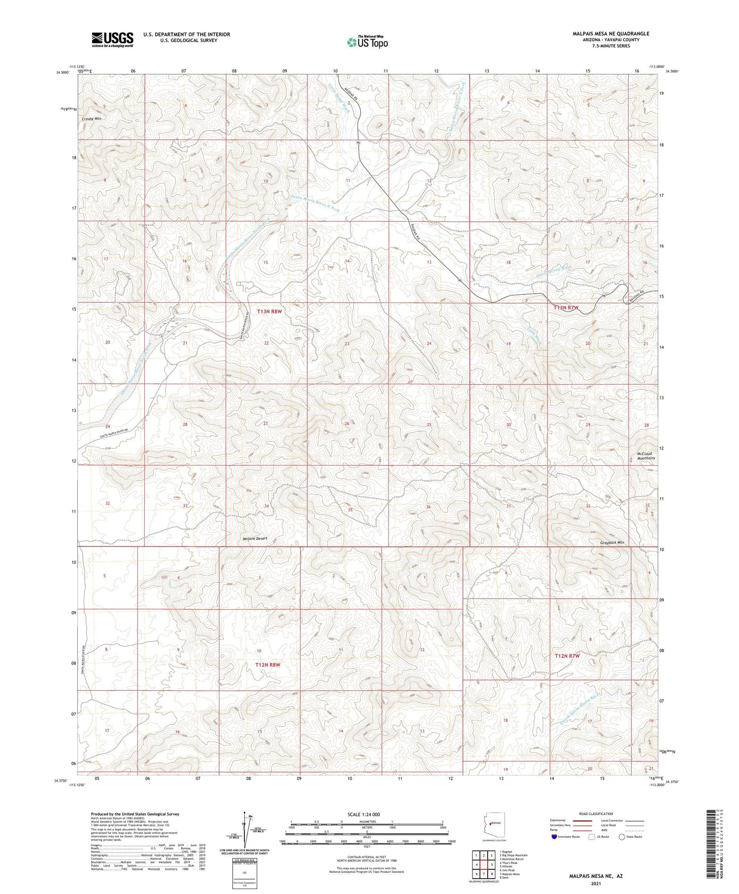 Malpais Mesa NE Arizona US Topo Map Image