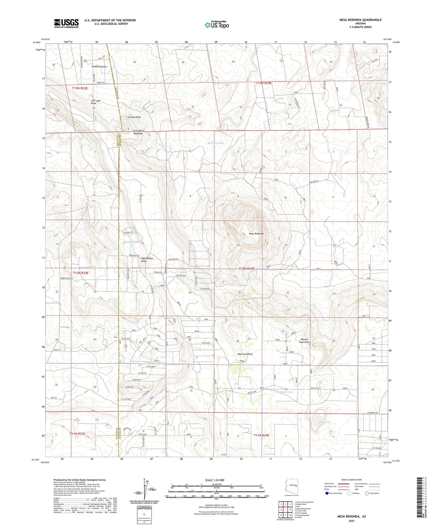 Mesa Redonda Arizona US Topo Map Image