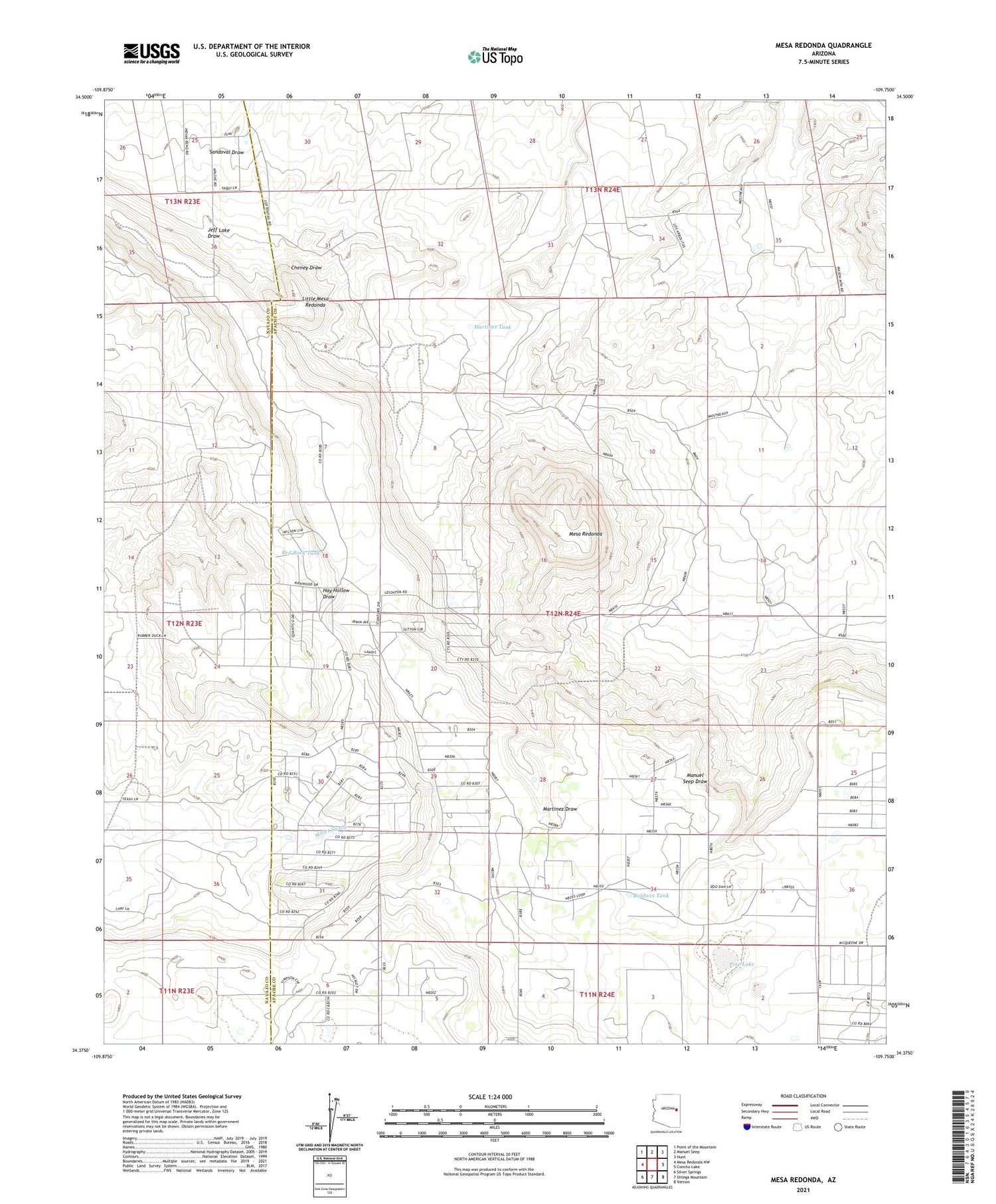 Mesa Redonda Arizona US Topo Map Image