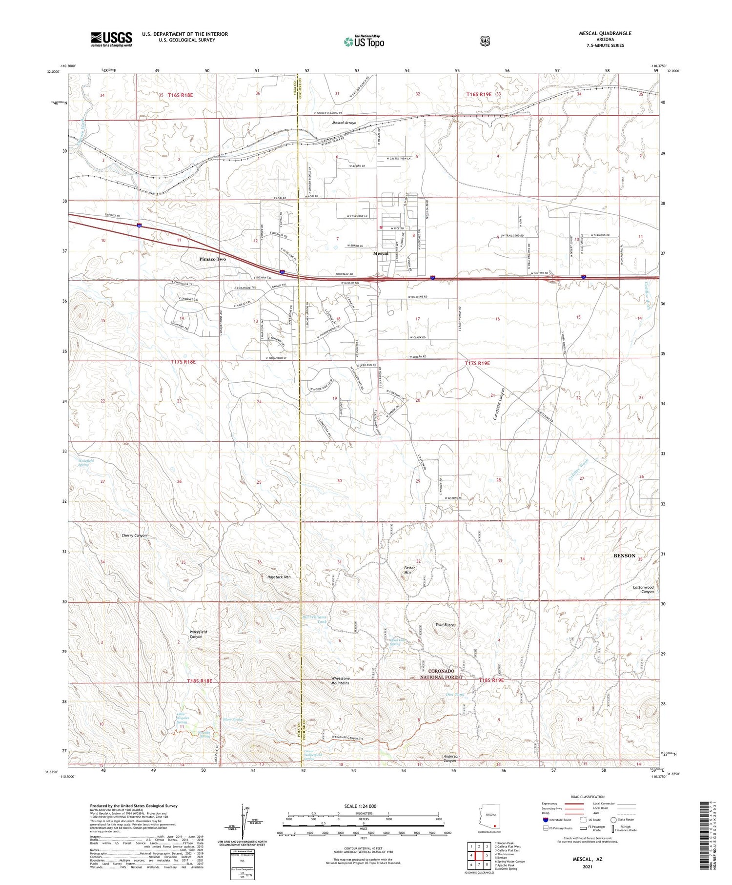 Mescal Arizona US Topo Map Image