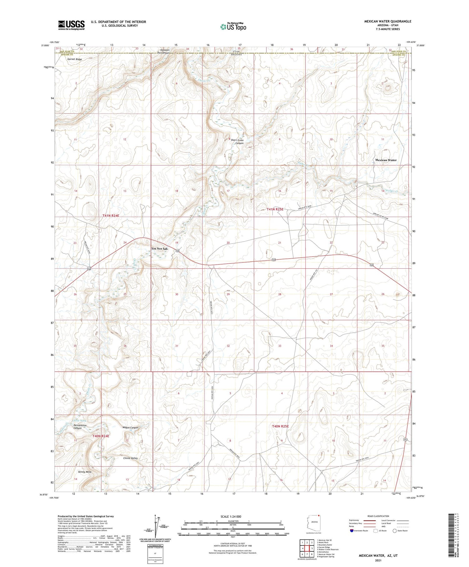 Mexican Water Arizona US Topo Map Image