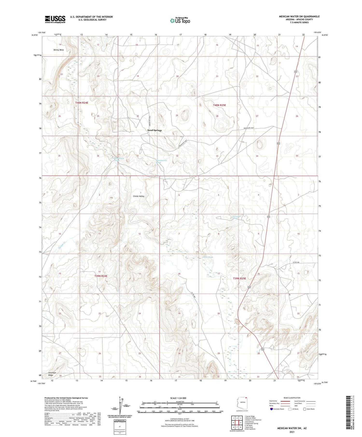 Mexican Water SW Arizona US Topo Map Image