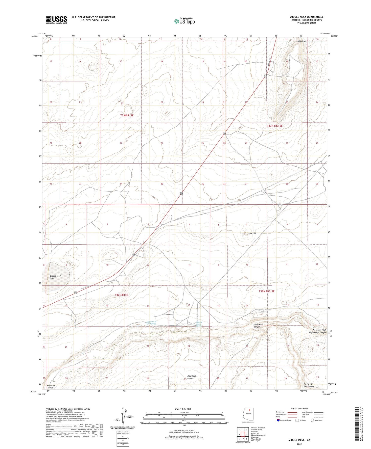 Middle Mesa Arizona US Topo Map Image