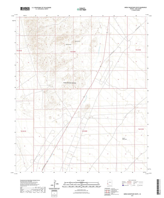 Middle Mountains South Arizona US Topo Map Image