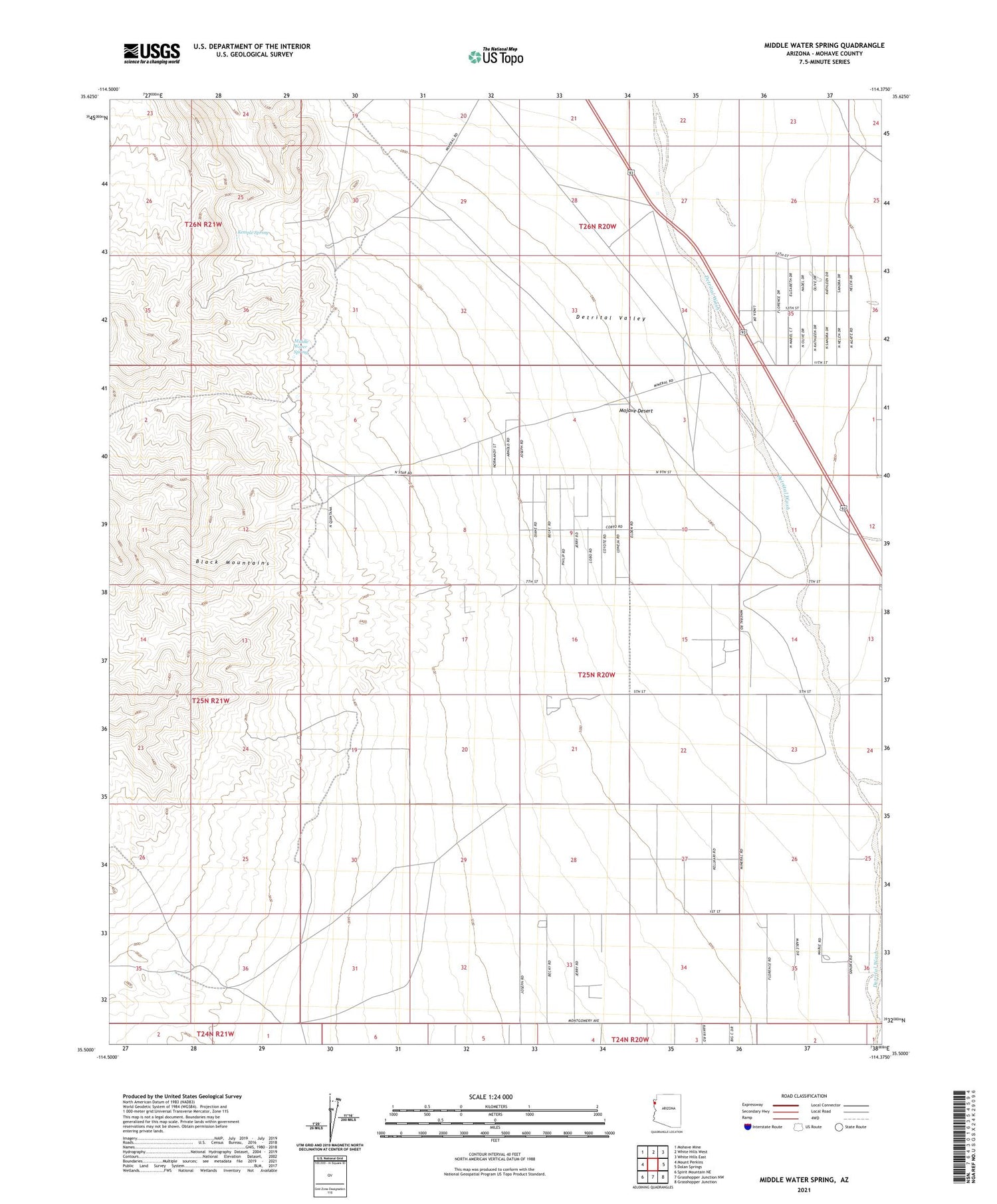 Middle Water Spring Arizona US Topo Map Image