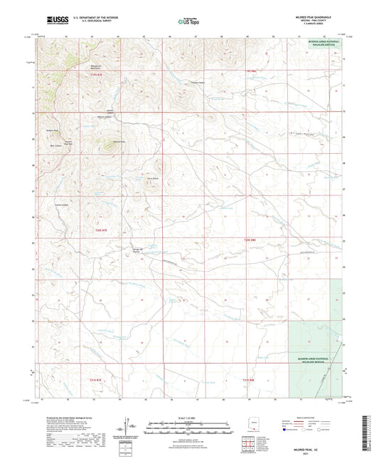 Mildred Peak Arizona US Topo Map Image