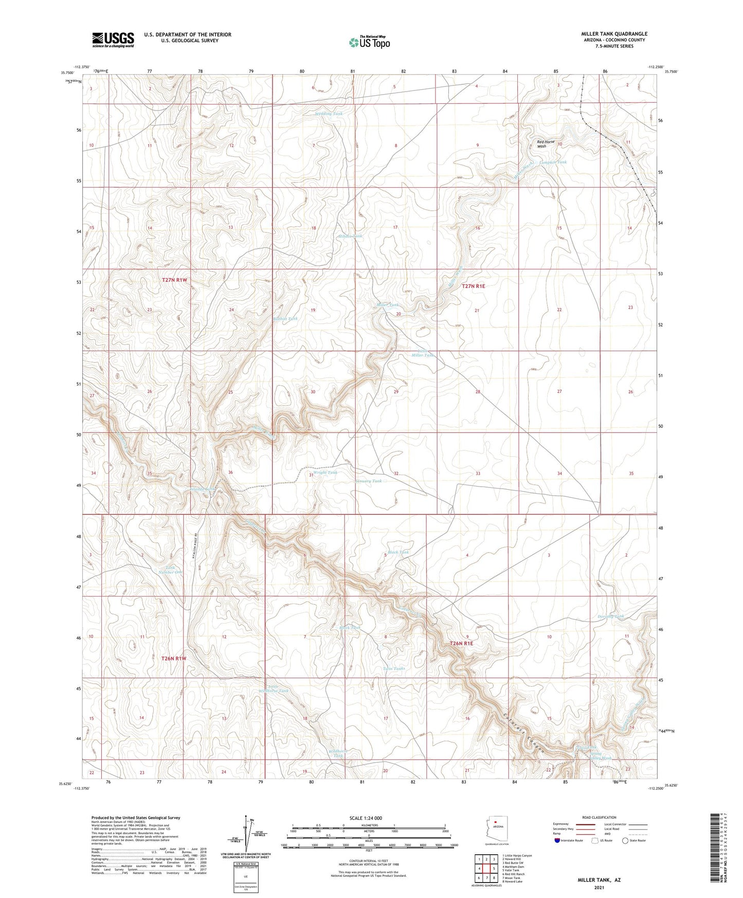 Miller Tank Arizona US Topo Map Image