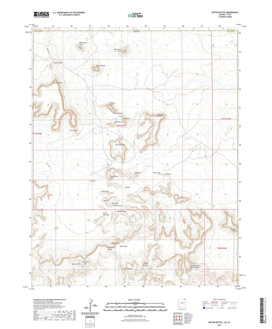 Mitten Buttes Arizona US Topo Map Image