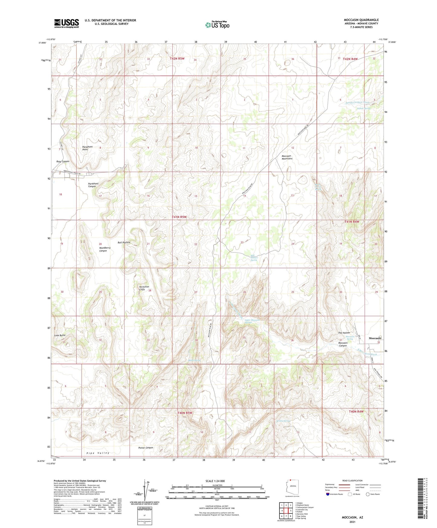 Moccasin Arizona US Topo Map Image
