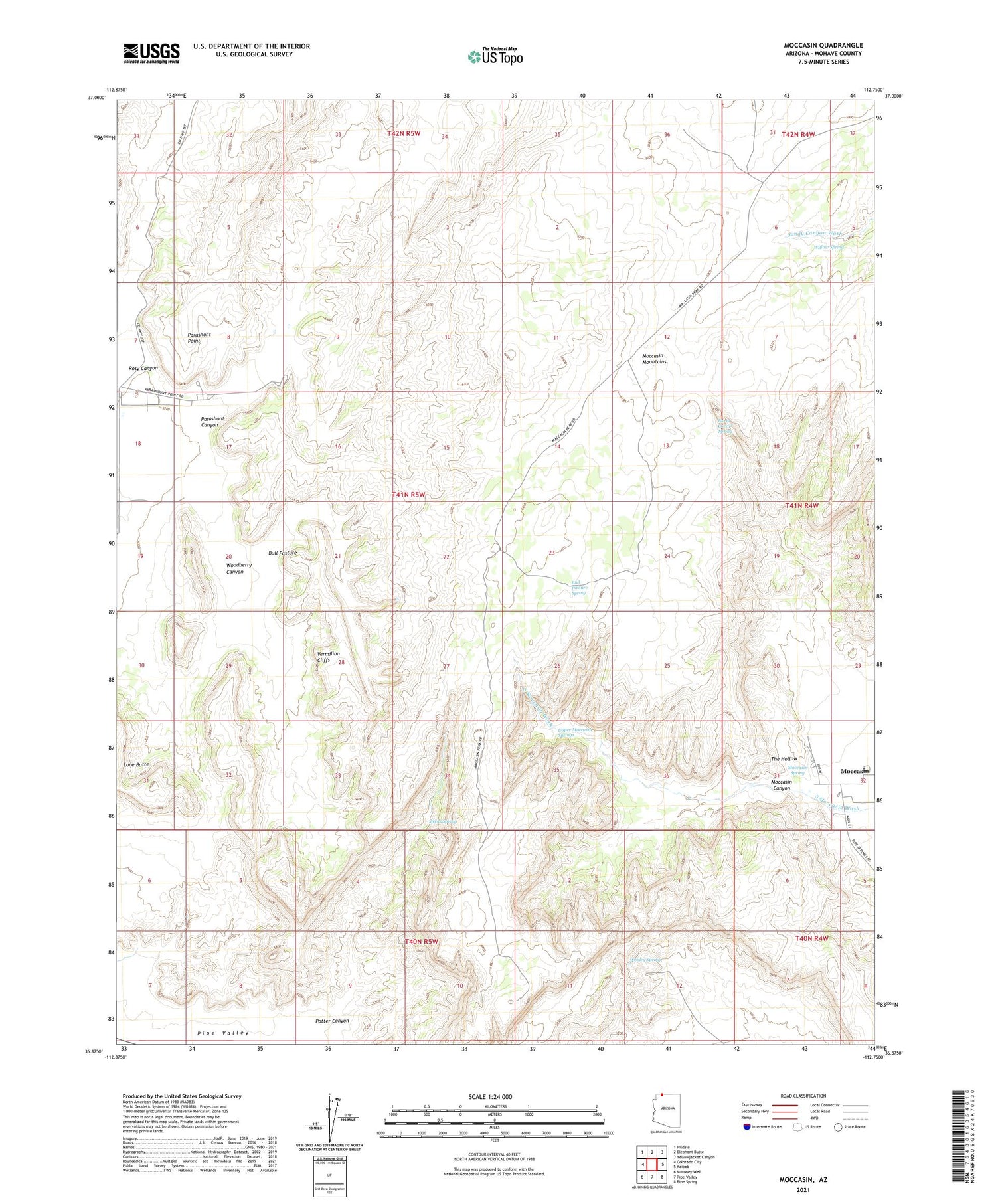 Moccasin Arizona US Topo Map Image