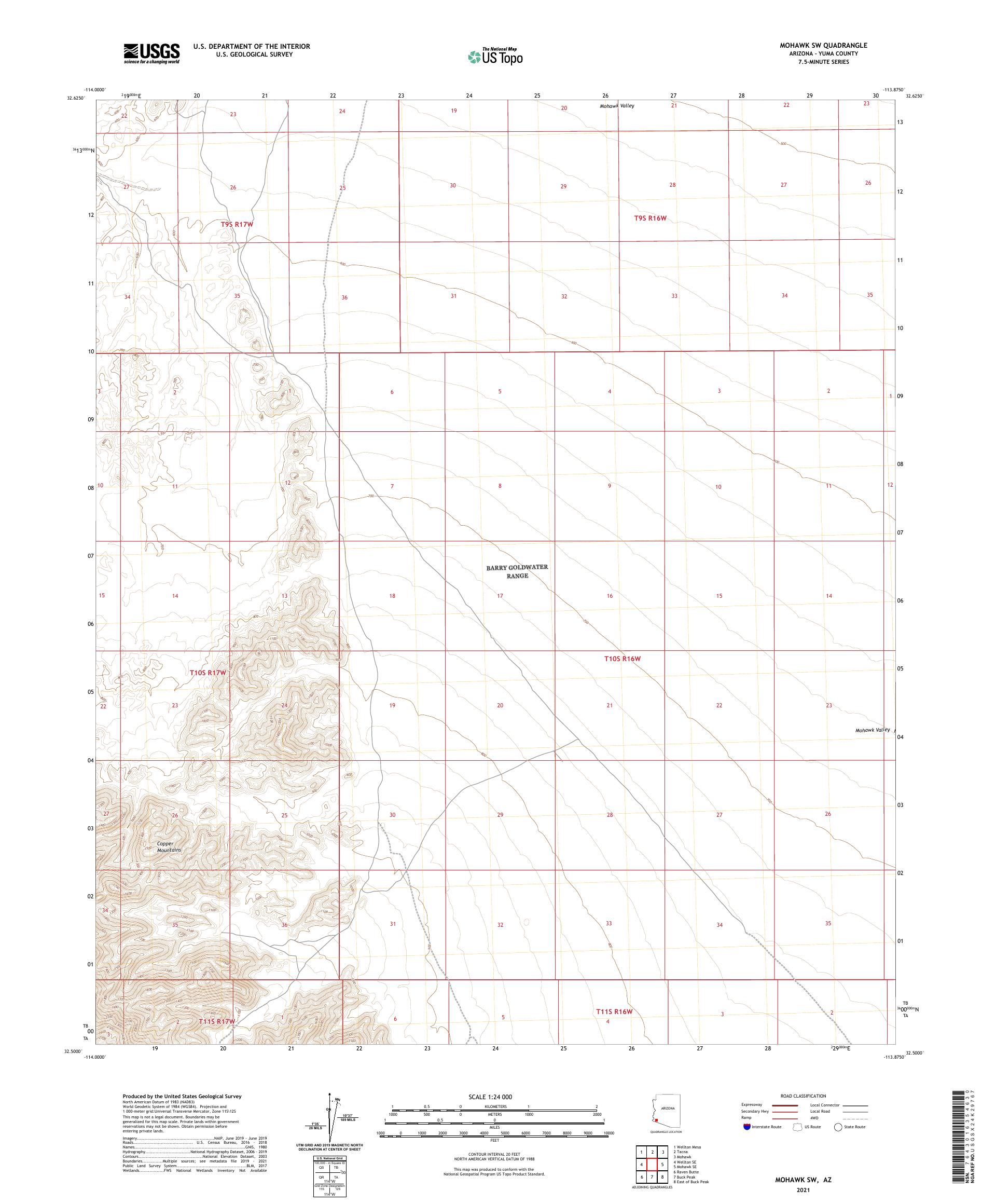 Mohawk SW Arizona US Topo Map – MyTopo Map Store