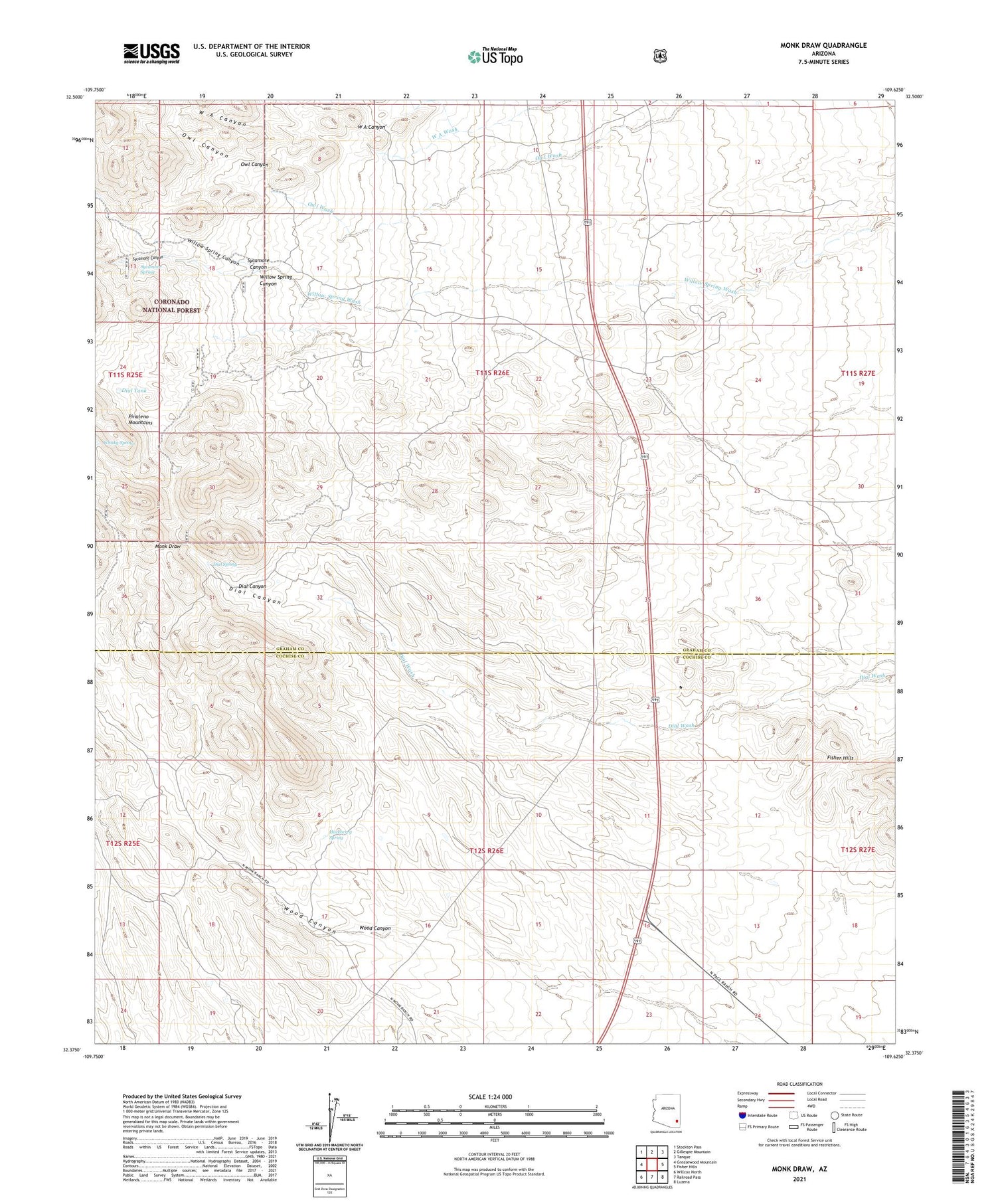 Monk Draw Arizona US Topo Map Image