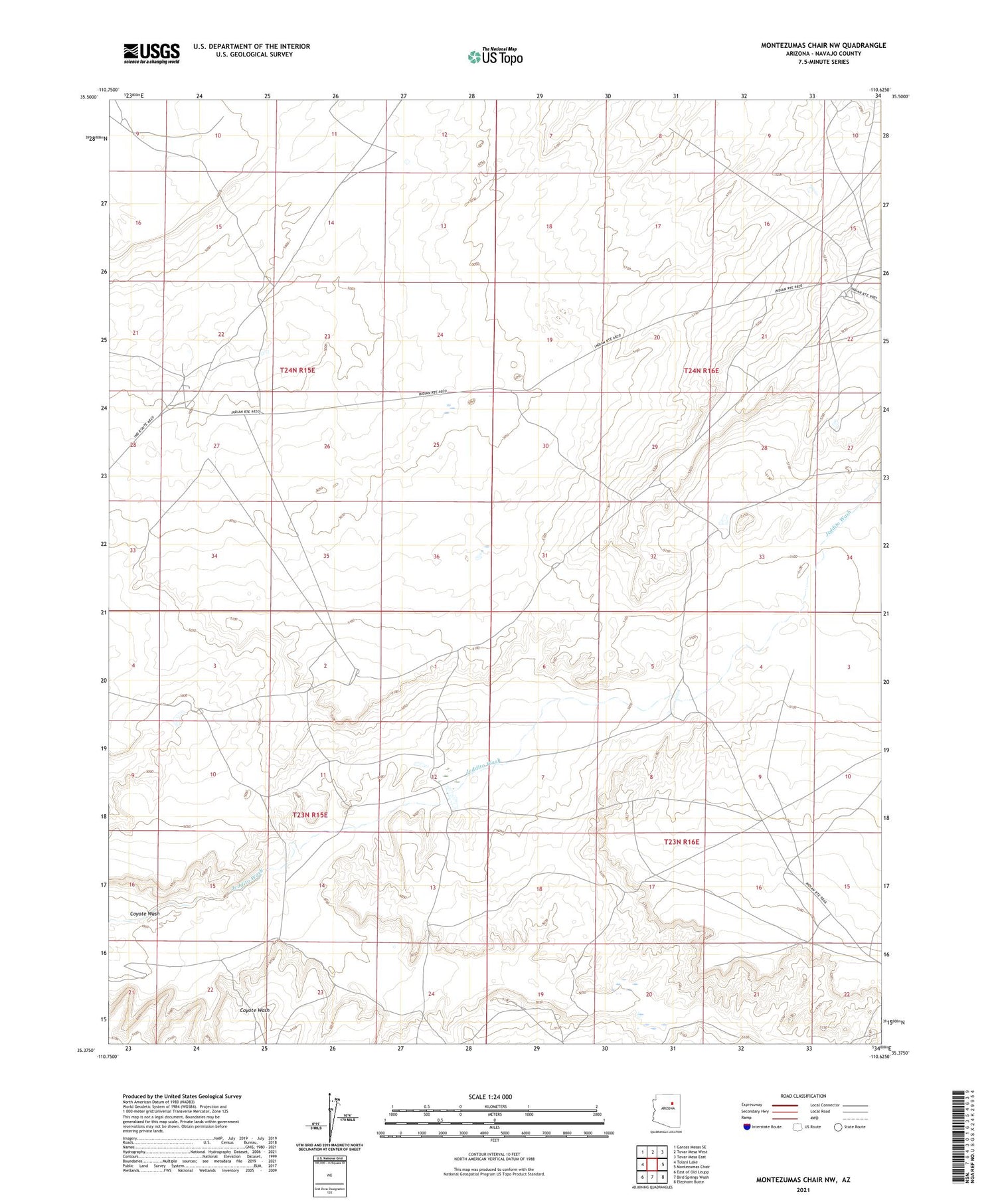Montezumas Chair NW Arizona US Topo Map Image