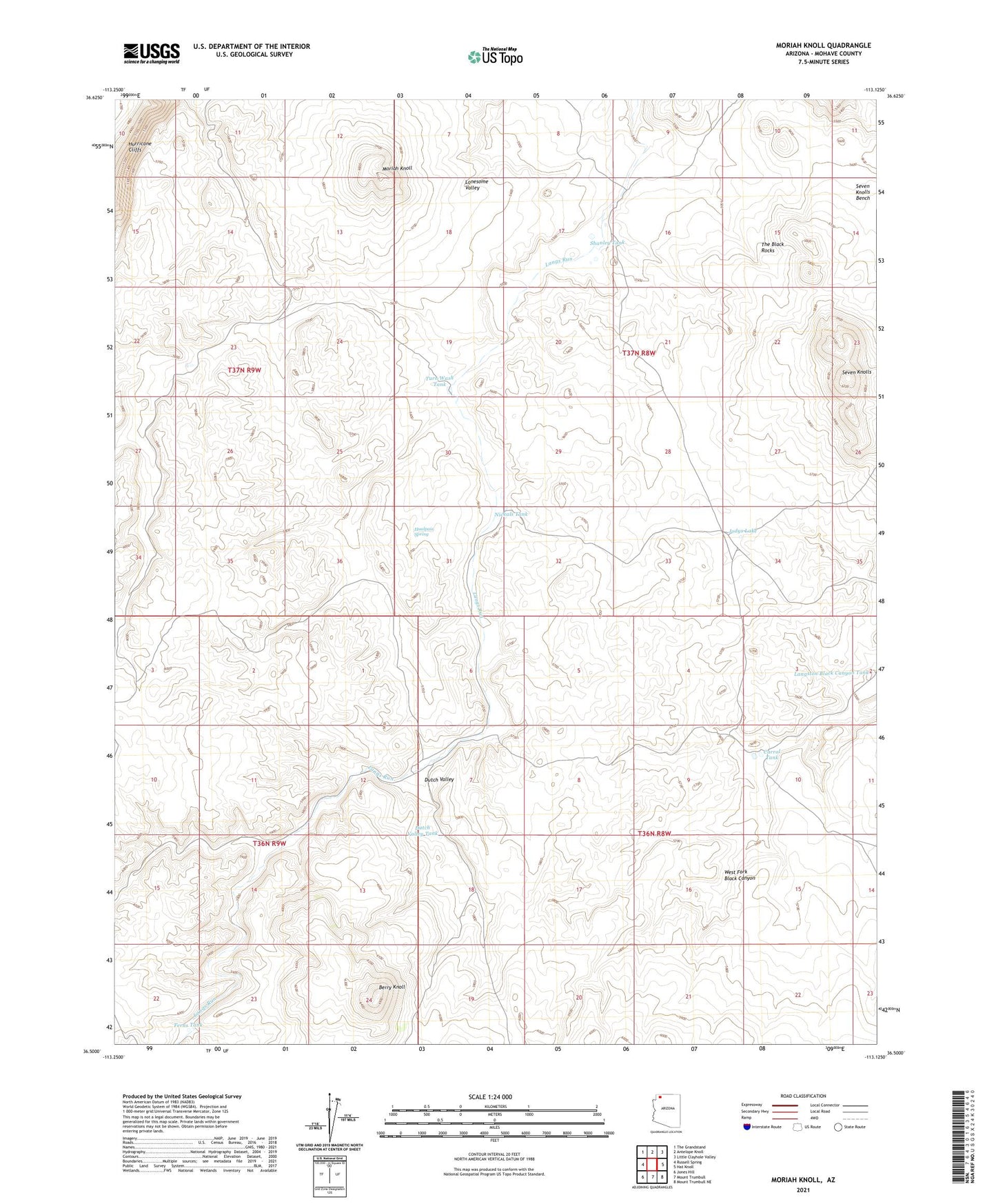 Moriah Knoll Arizona US Topo Map Image