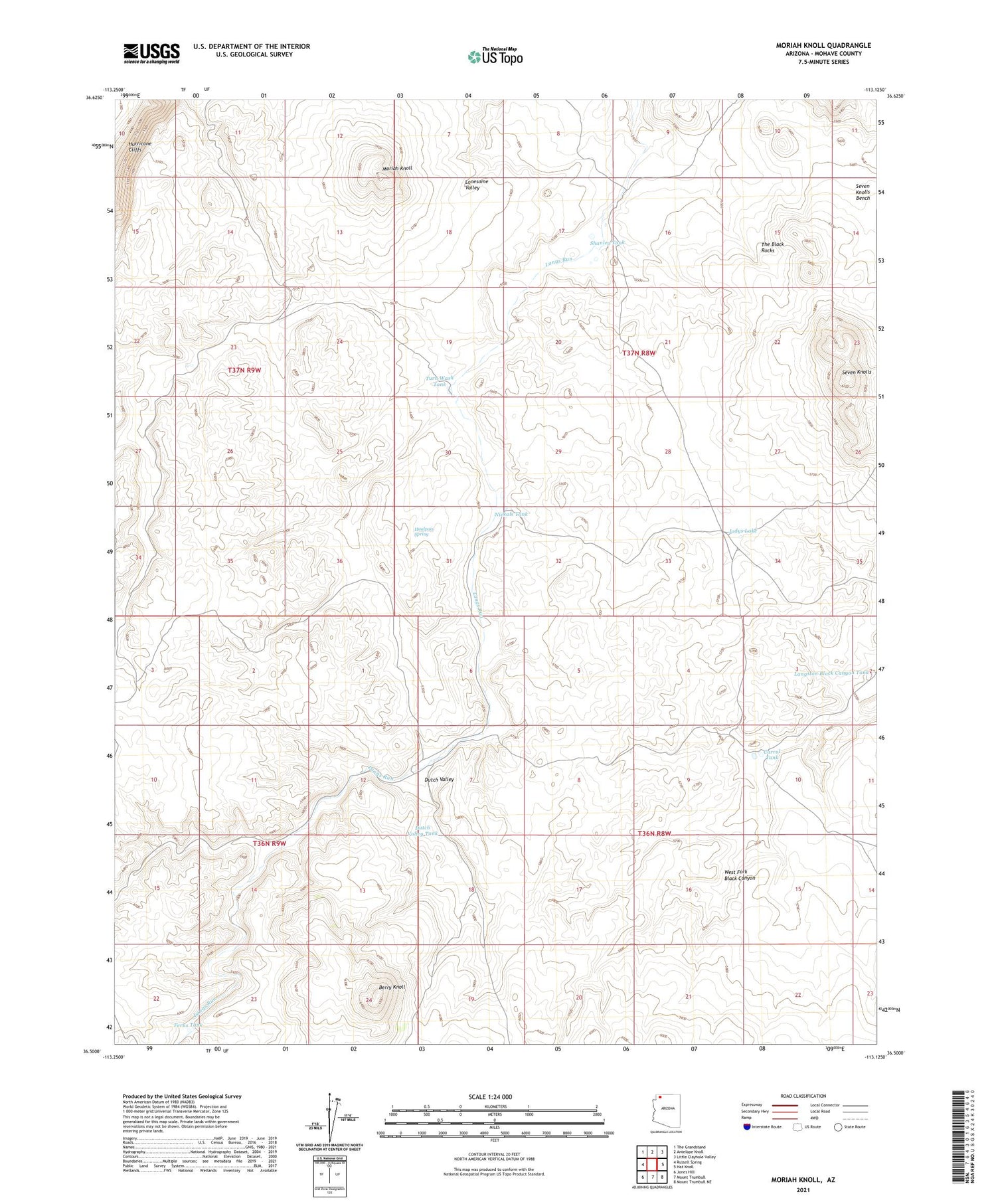 Moriah Knoll Arizona US Topo Map Image