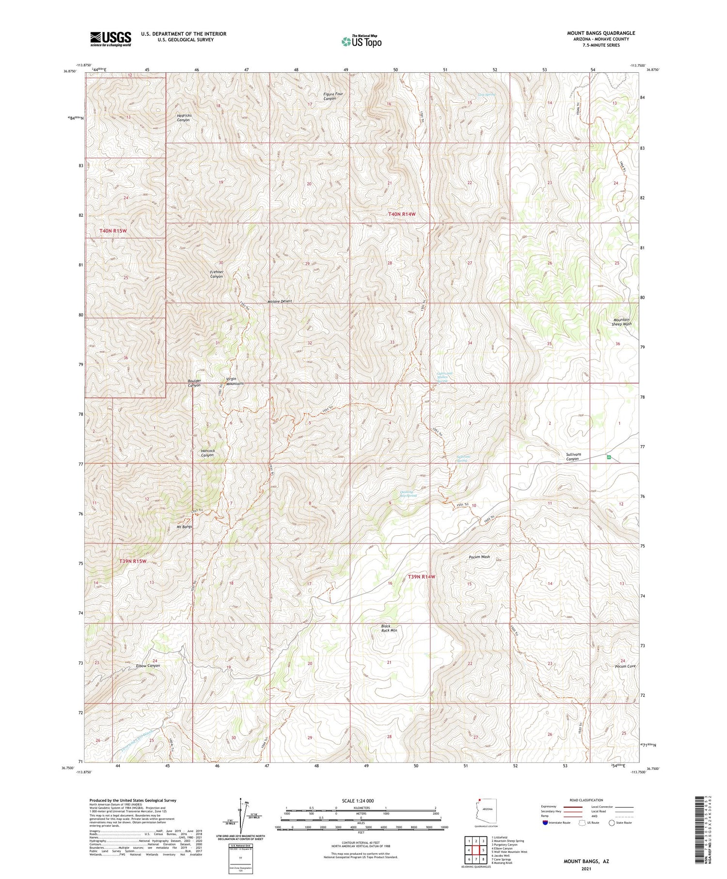 Mount Bangs Arizona US Topo Map Image