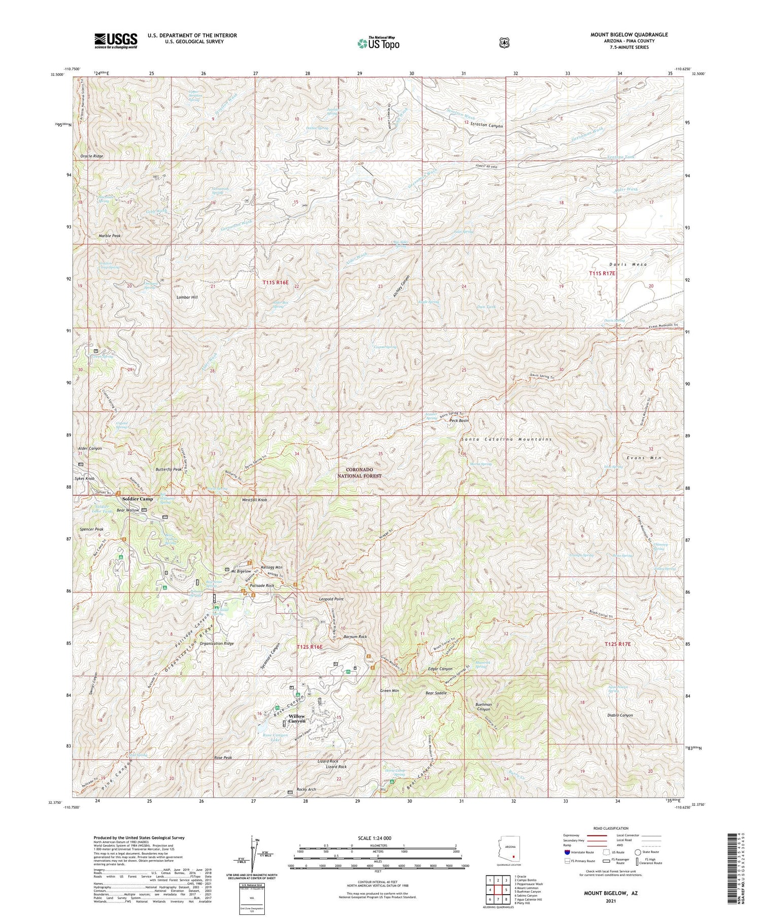 Mount Bigelow Arizona US Topo Map Image