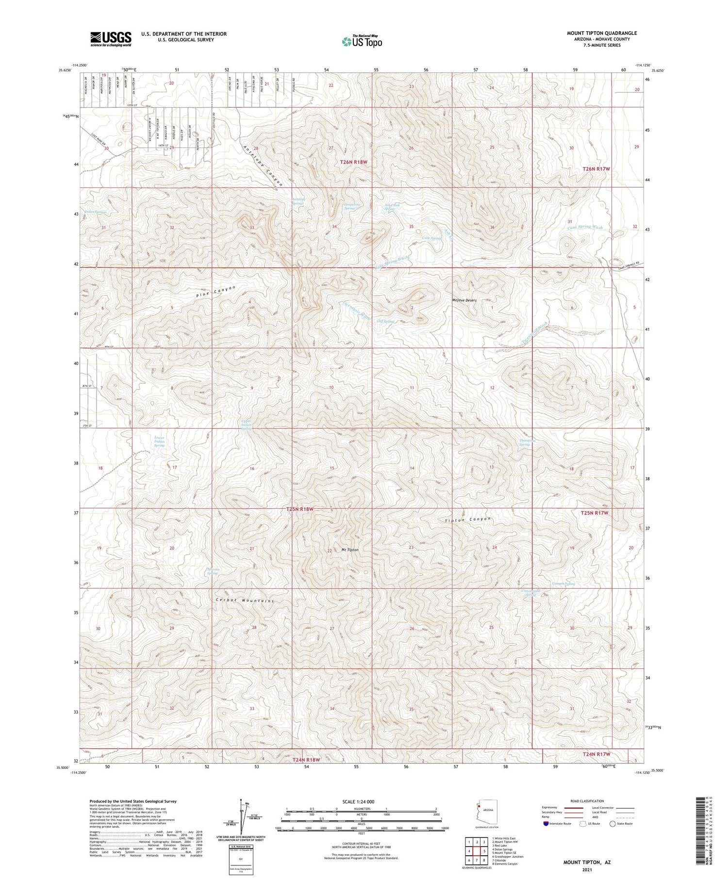 Mount Tipton Arizona US Topo Map Image