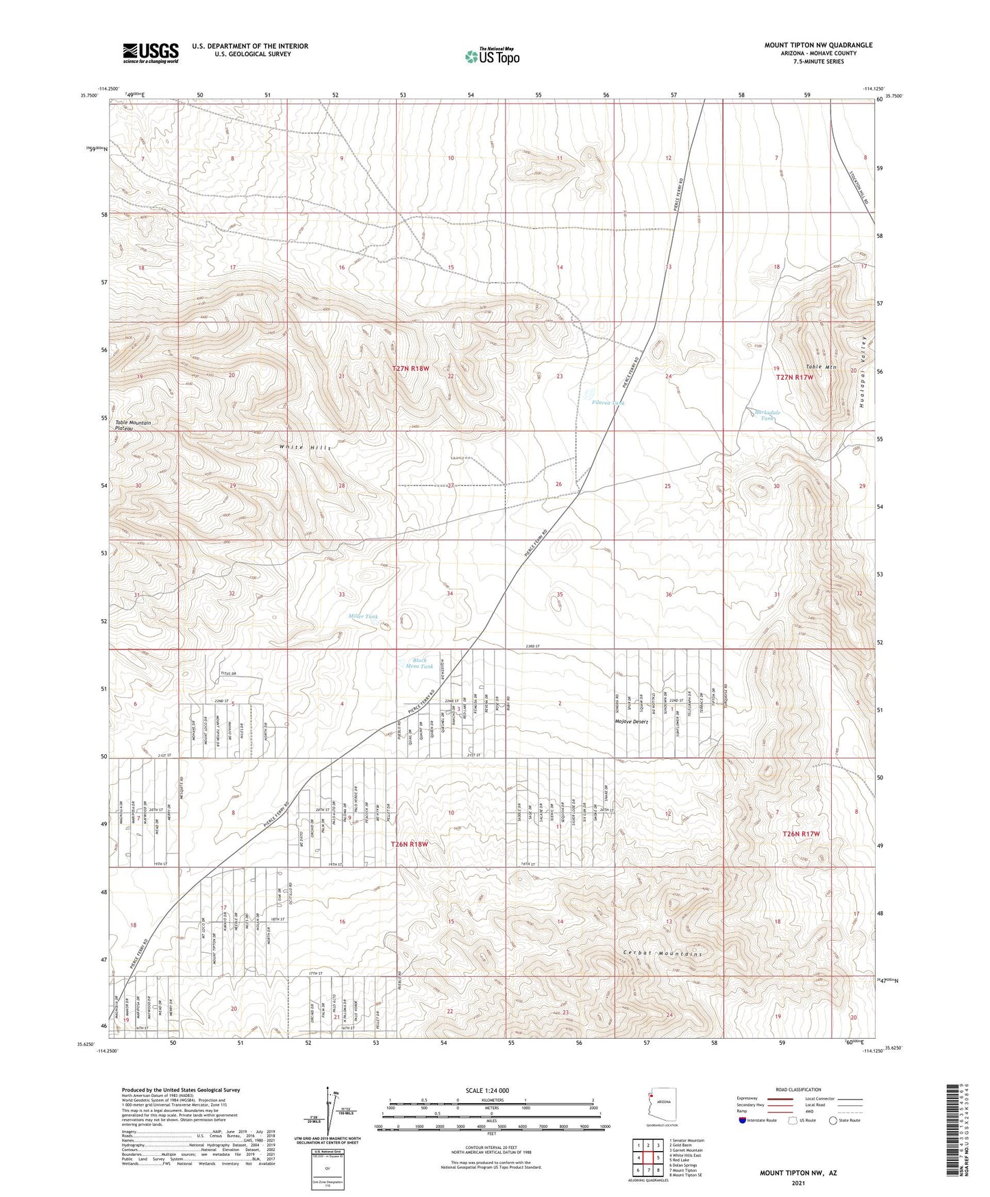 Mount Tipton NW Arizona US Topo Map Image