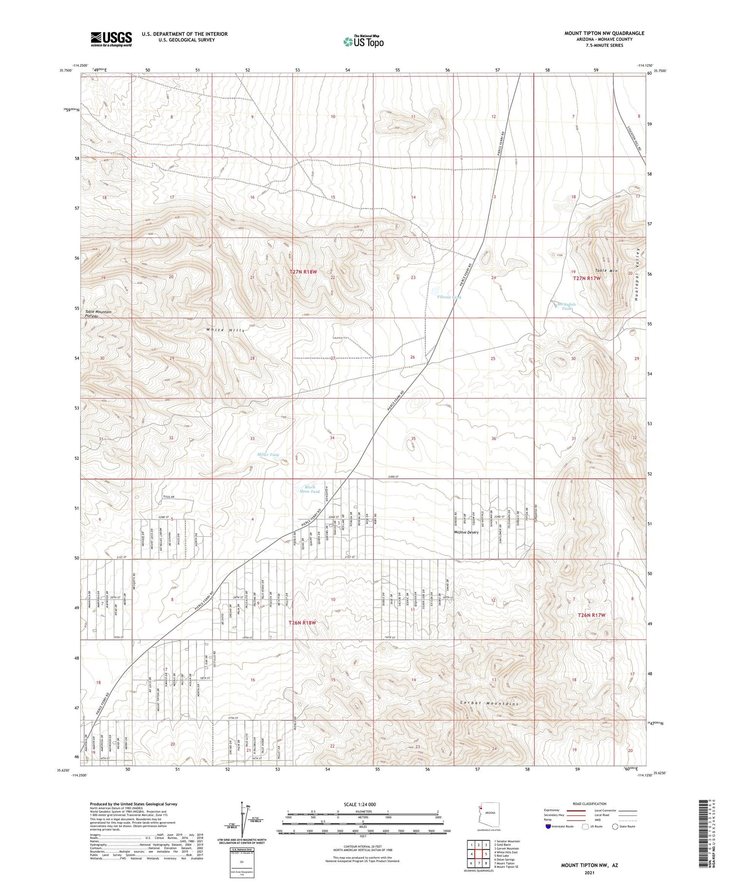Mount Tipton NW Arizona US Topo Map Image