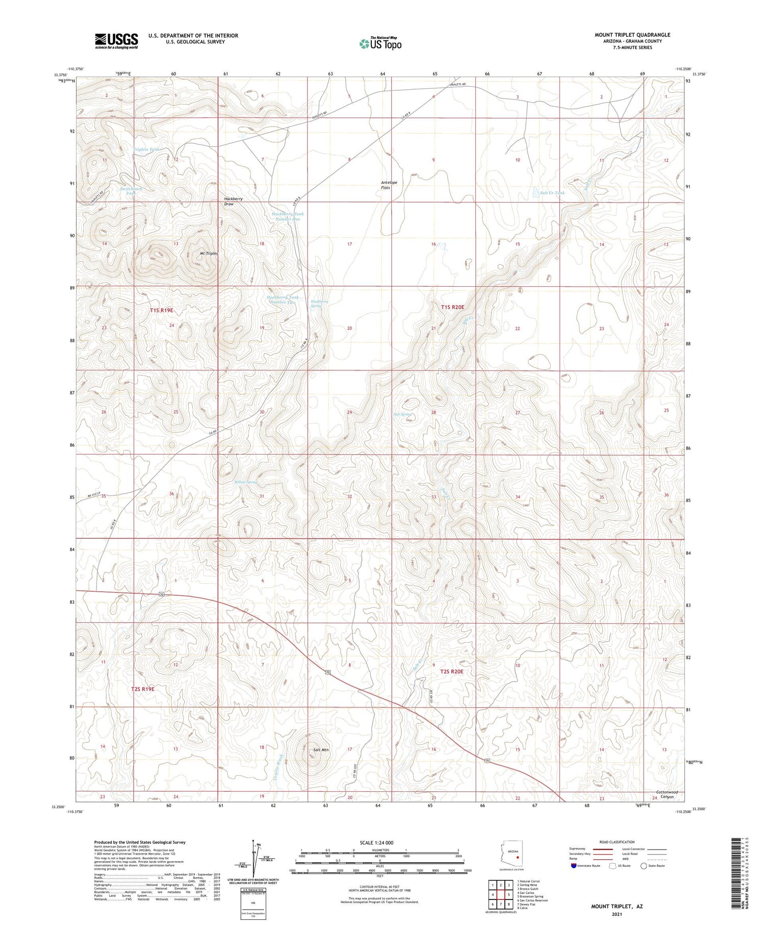Mount Triplet Arizona US Topo Map Image